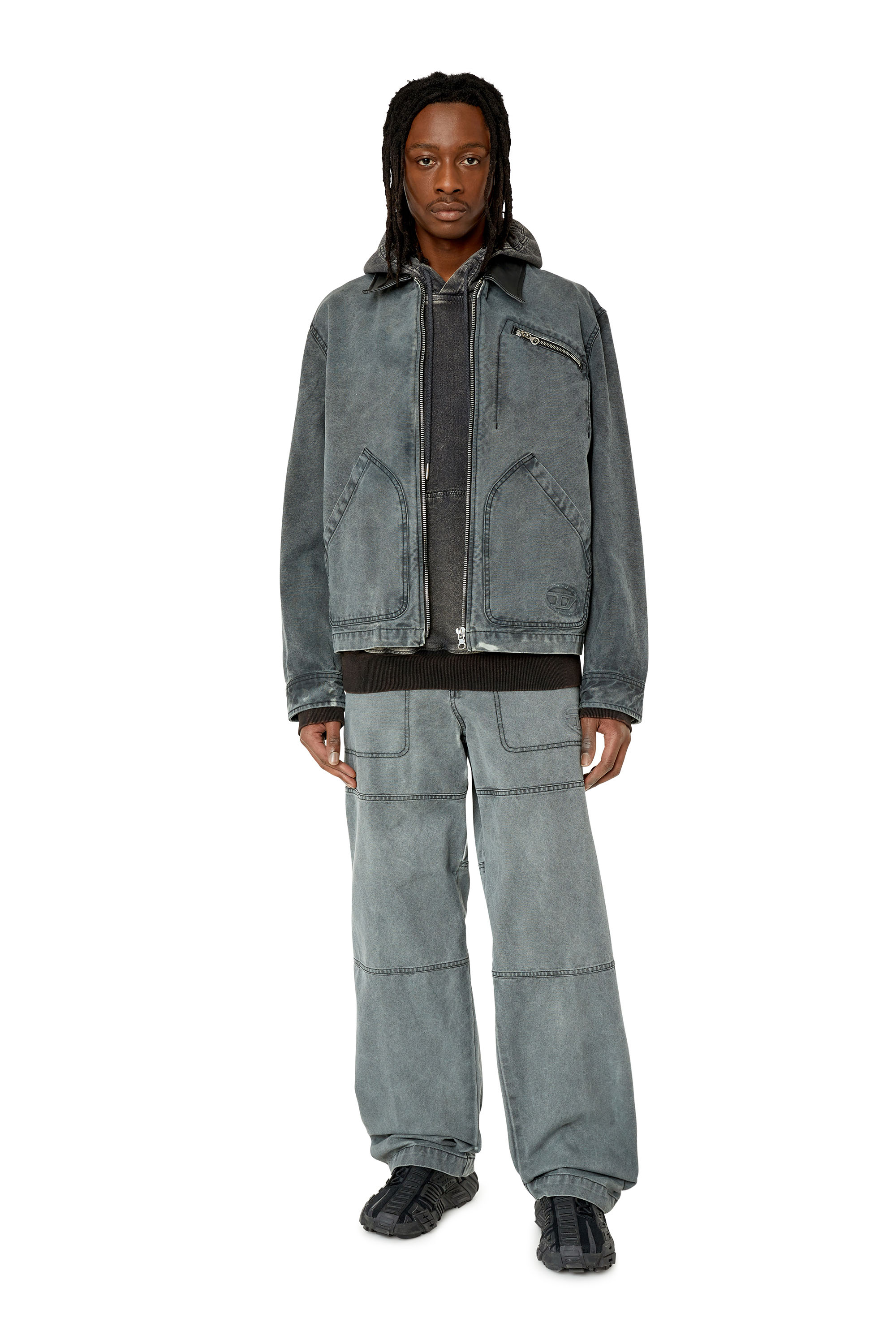 J-CHART Man: Treated canvas jacket with leather collar | Diesel