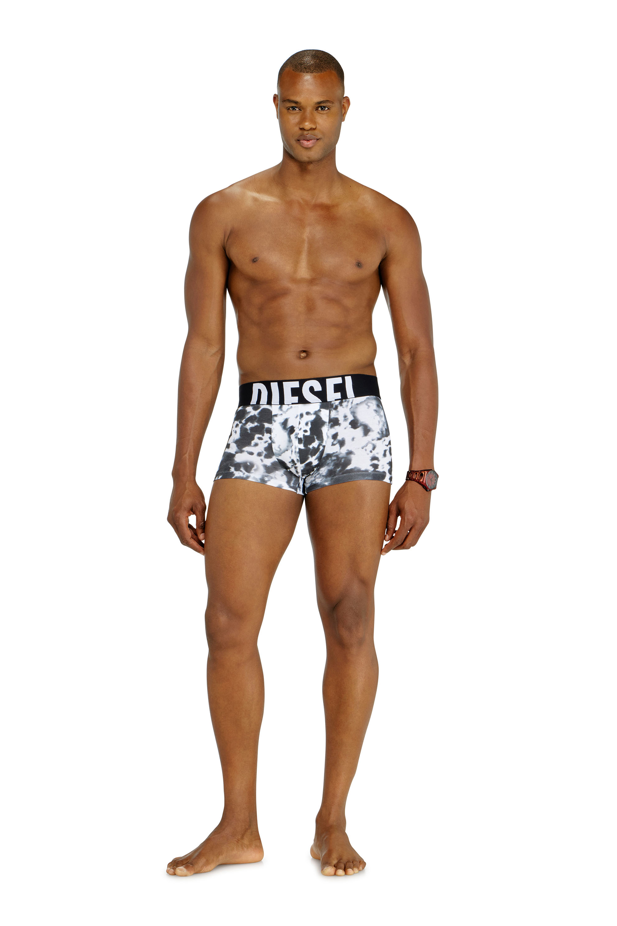 Diesel - UMBX-DAMIENTHREEPACK-5.5EL, Man's 3-pack of stretch cotton trunks with print in Black/White - 2