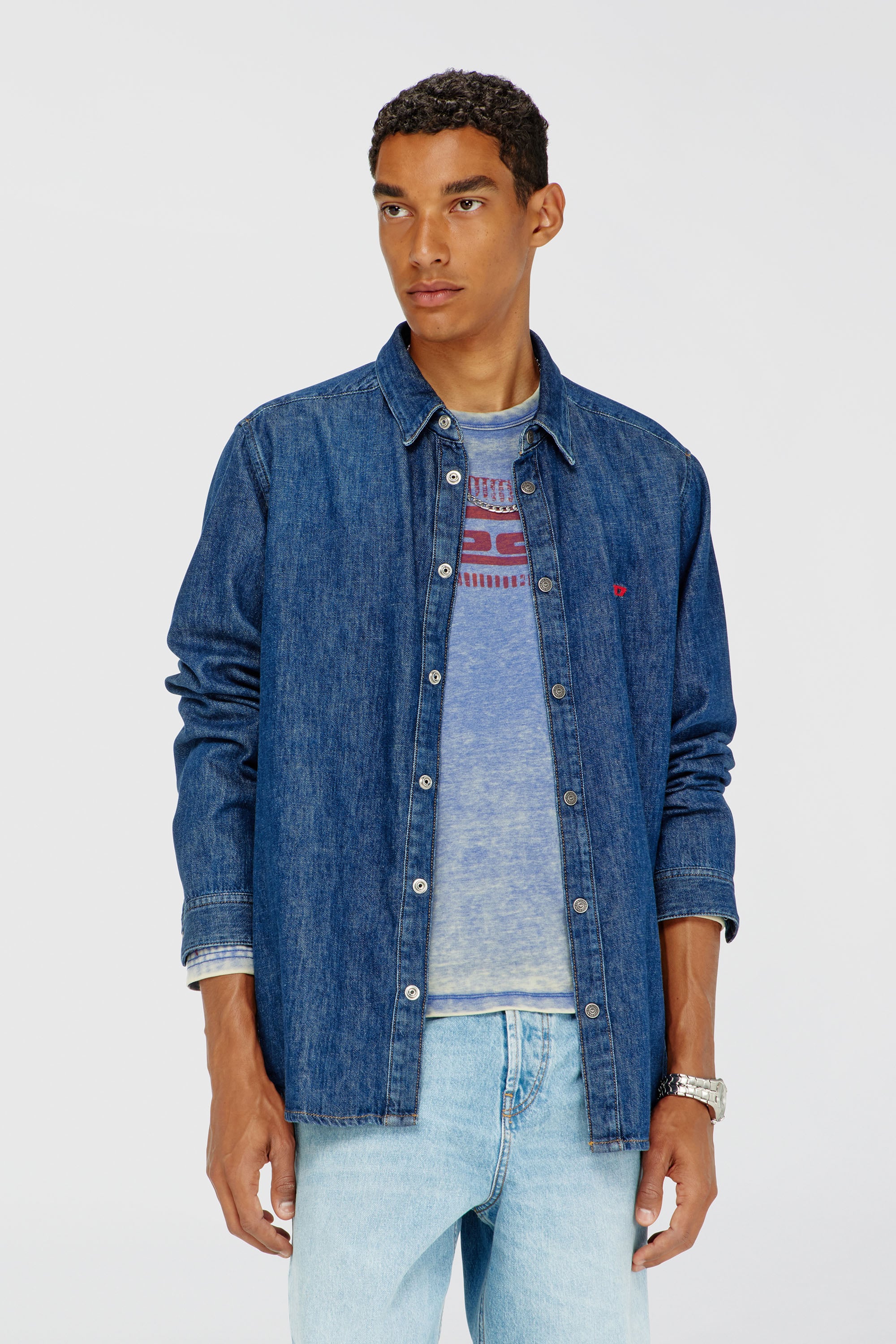 Diesel - D-SIMPLY, Camisa en denim Hombre in Azul marino - 1