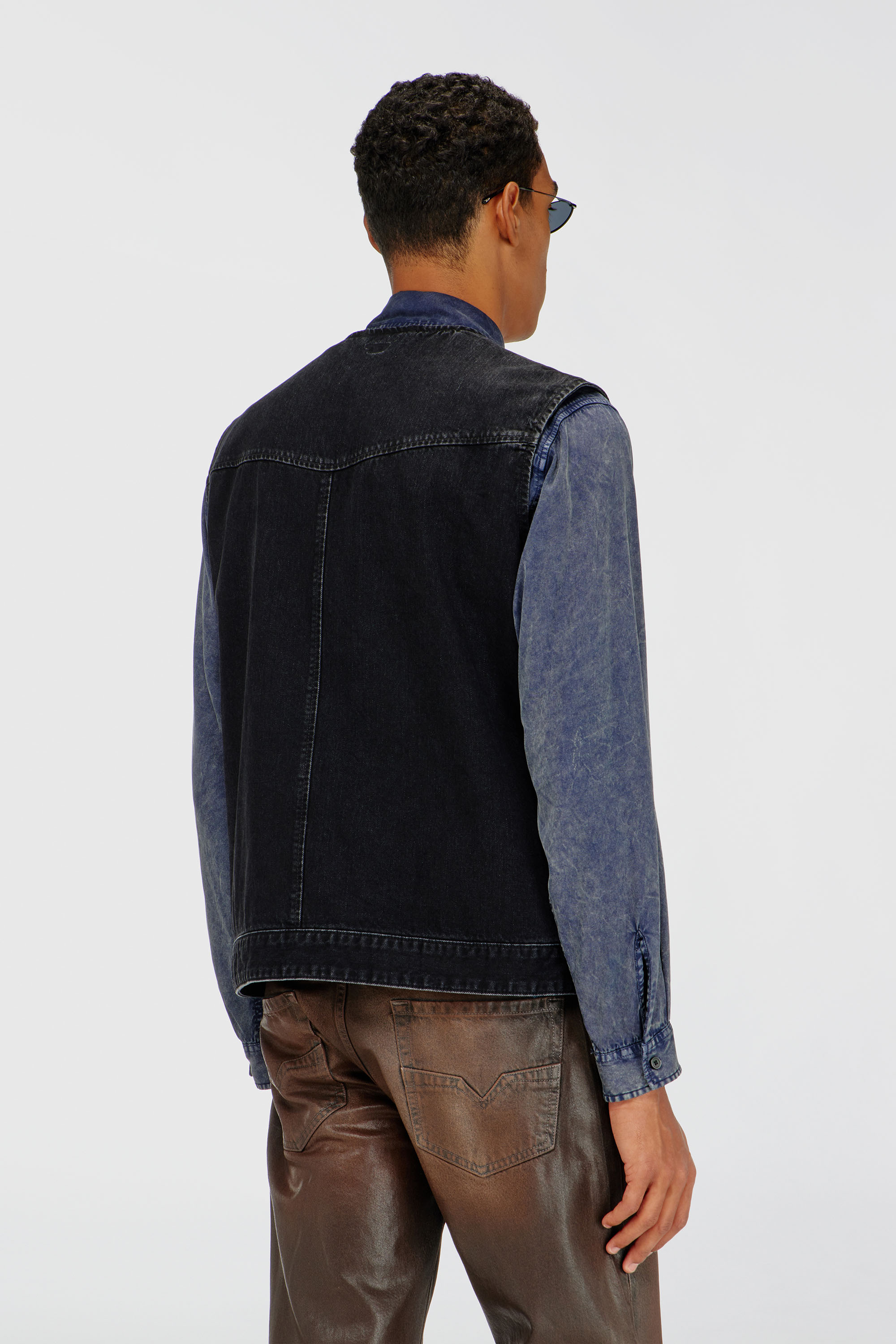 Diesel - D-ANZO, Unisex's Zip-up vest in denim in Black - 4