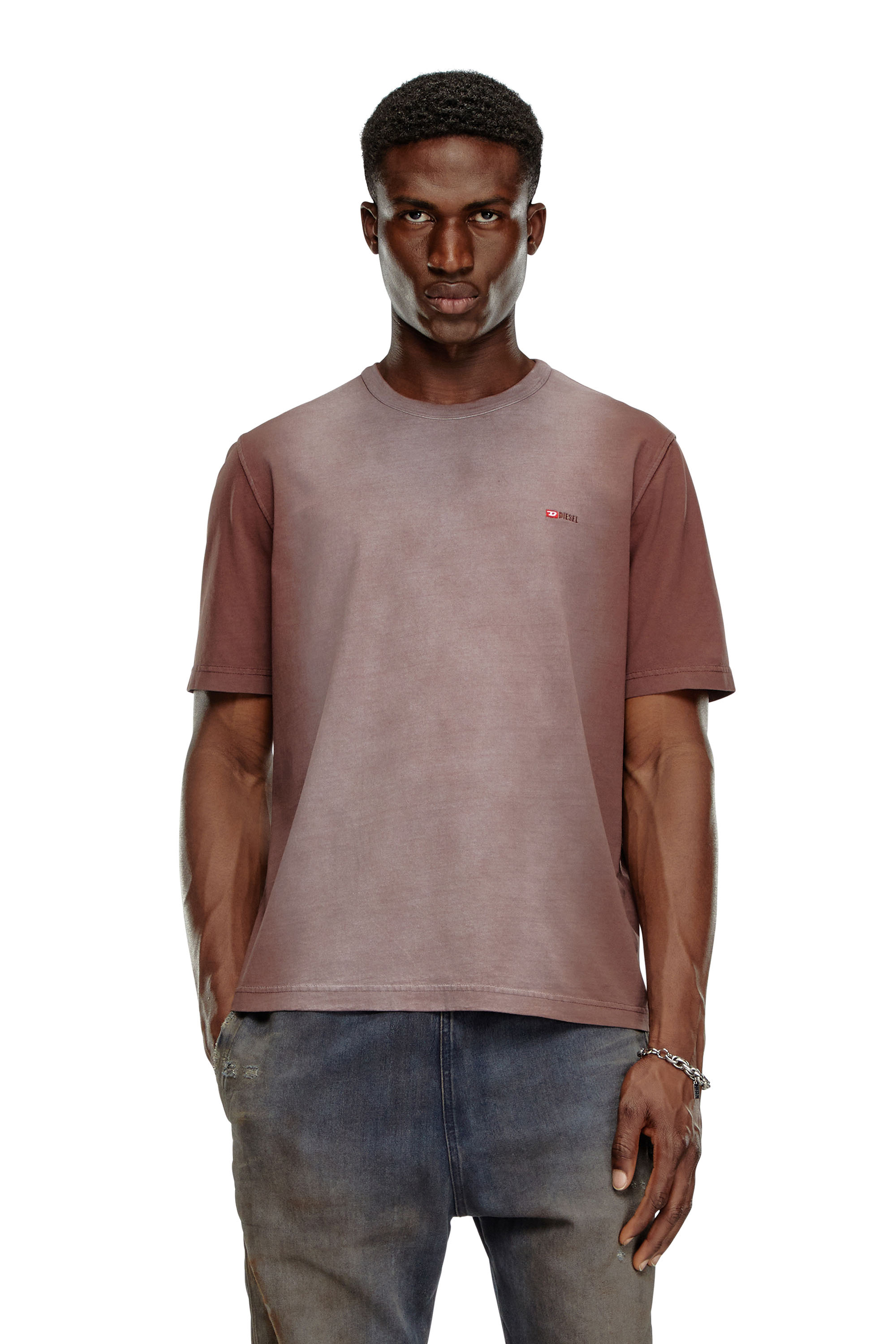 Diesel - T-ADJUST-Q2, Male's T-shirt in sprayed cotton jersey in Brown - 1