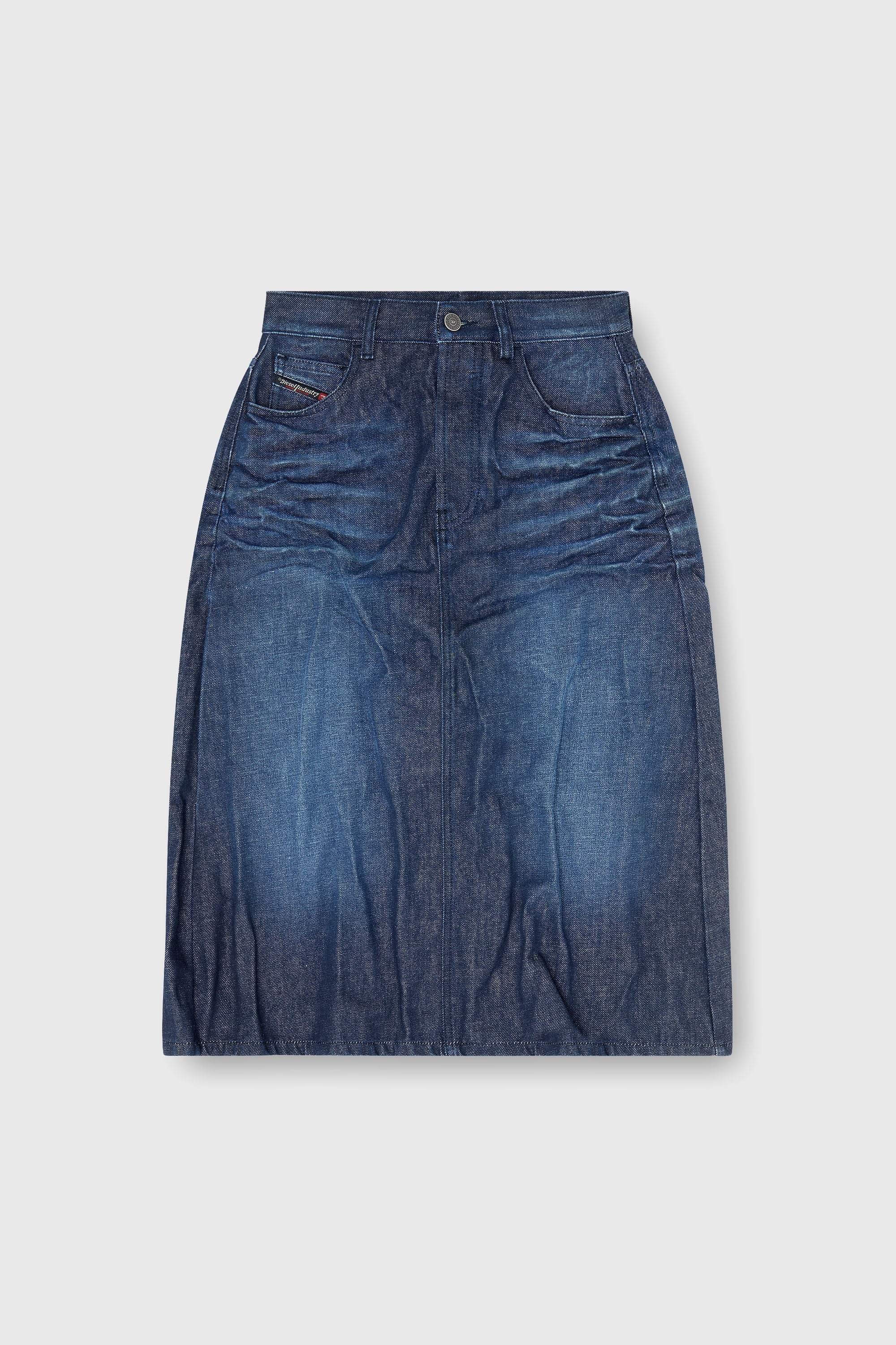 Diesel - DE-IRTI-FSJ, Female's Midi skirt in creased denim in Dark Blue - 2
