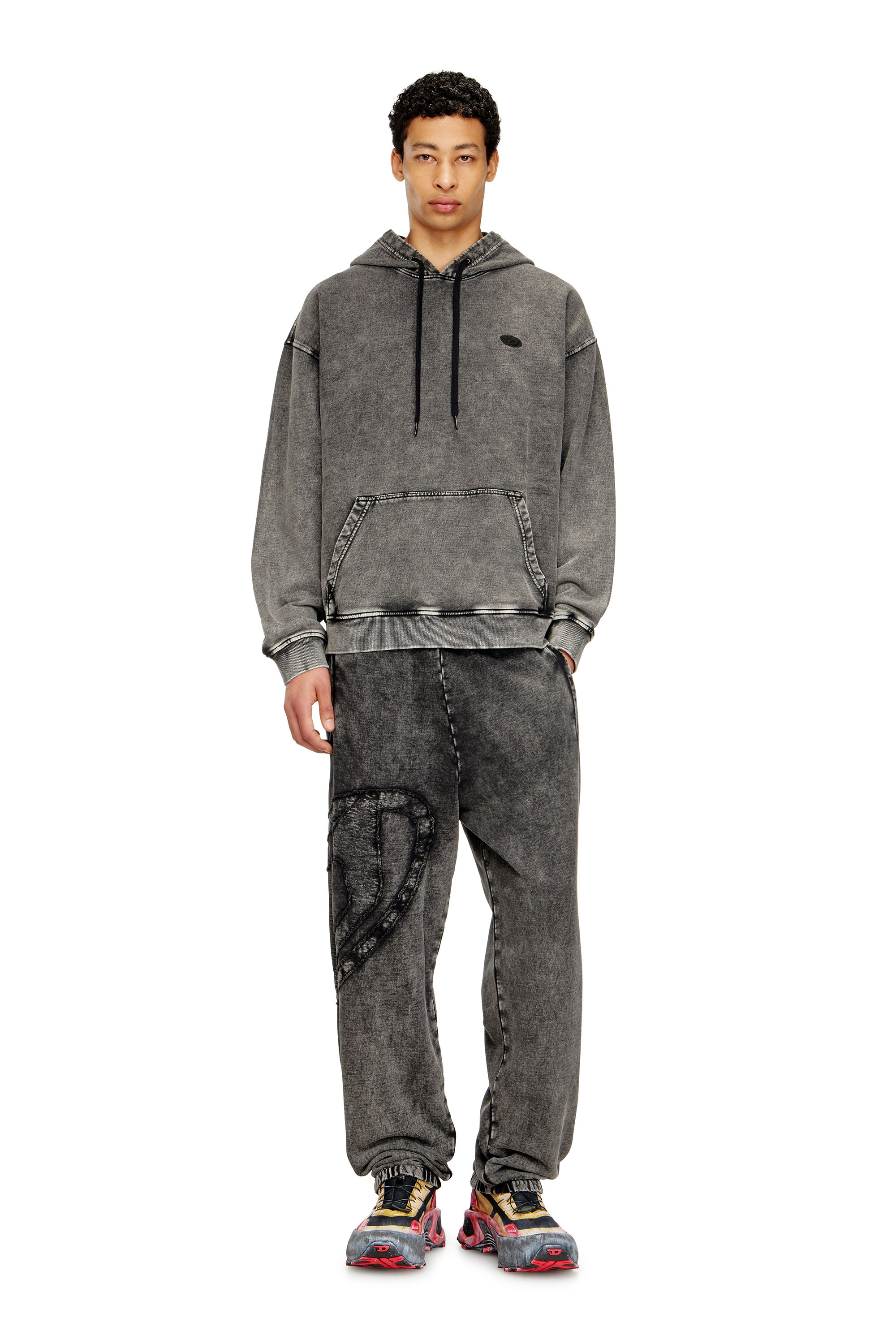 Diesel - S-BOXT-HOOD-DEN, Sweat à dos patchwork coupé brut Homme in Gris - 2