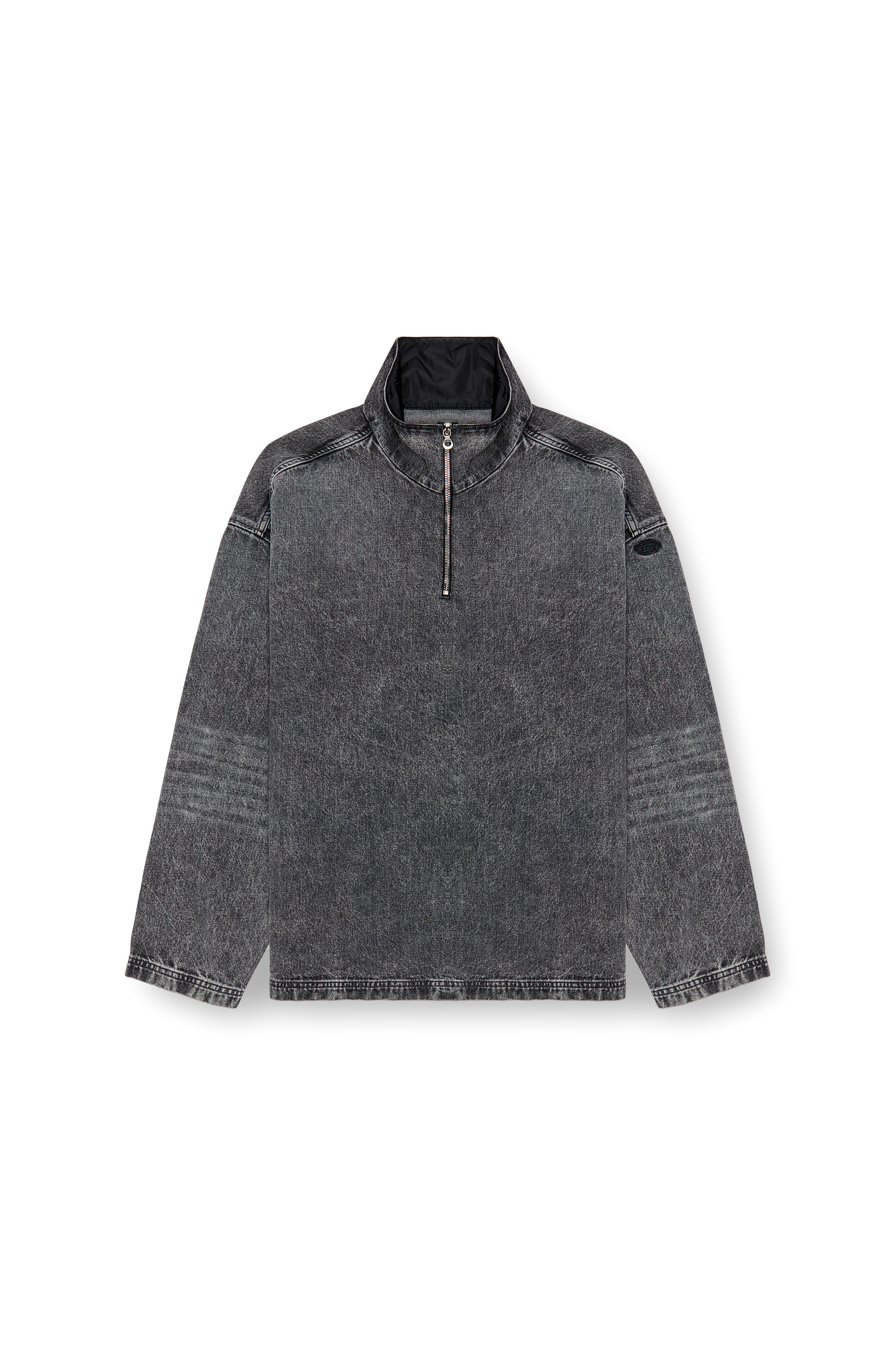Diesel - D-FLOW-PLUS-S, Male's Denim pullover with nylon inserts in Black - 3