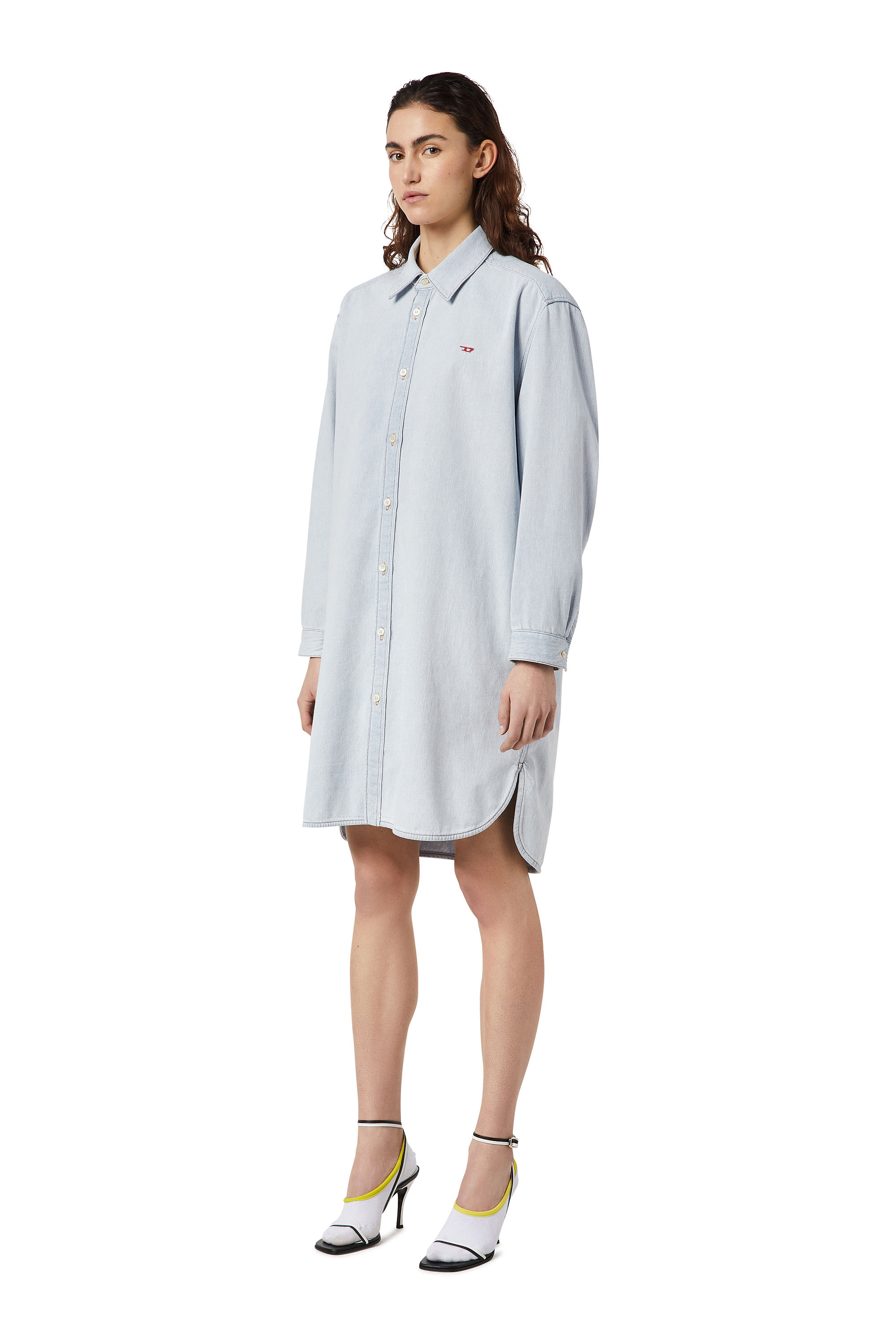 Diesel - DE-BLEX SHIRT DRESS, Woman's Shirt dress in denim in Light Blue - 3