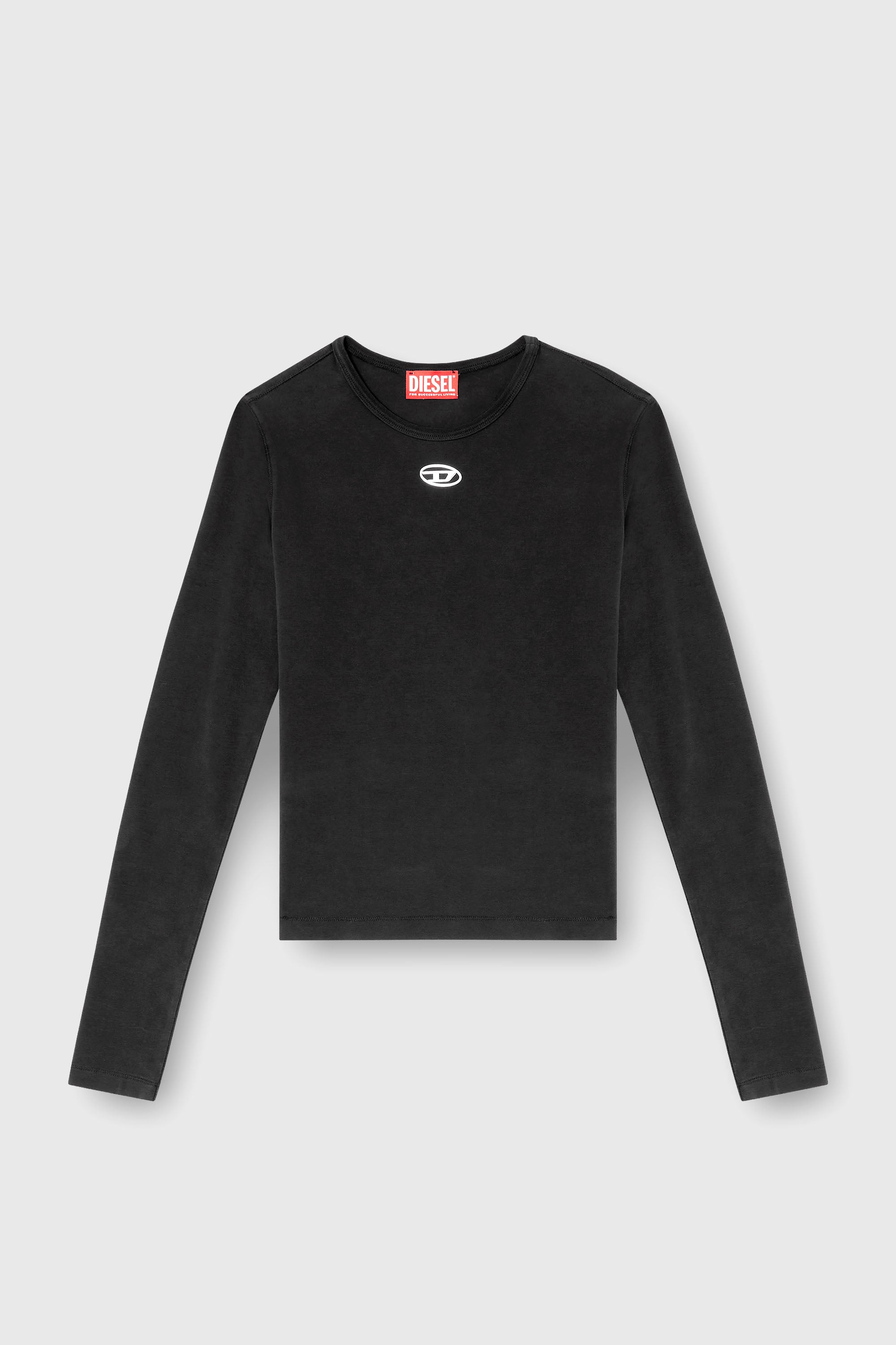 Diesel - T-UNCUTIESLONG-LS-OD, Woman's Cotton sweater with Oval D logo in Black - 2