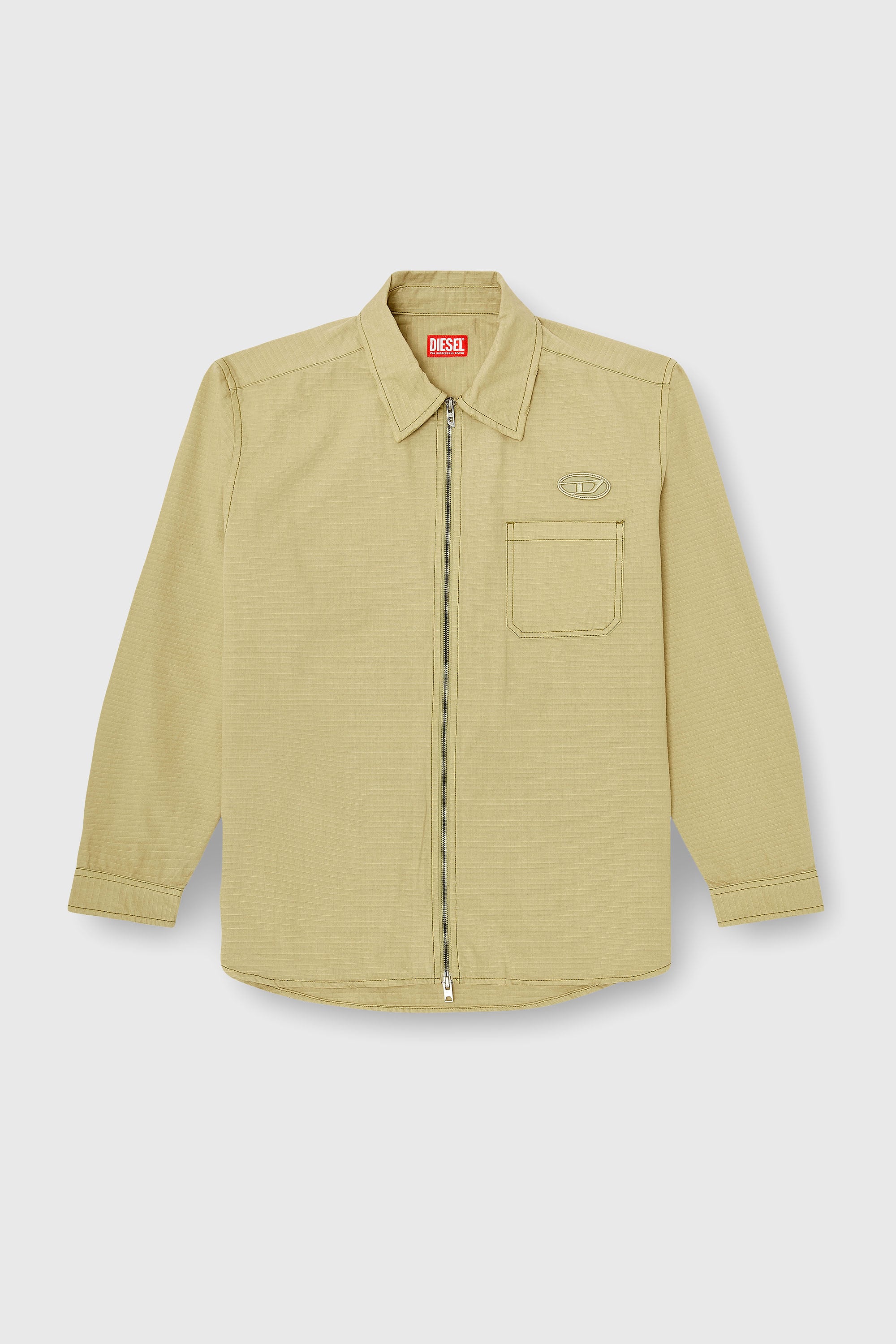 Diesel - S-ALIAS-ZIP, Camisa ripstop con cierre de cremallera Hombre in Beige - 2