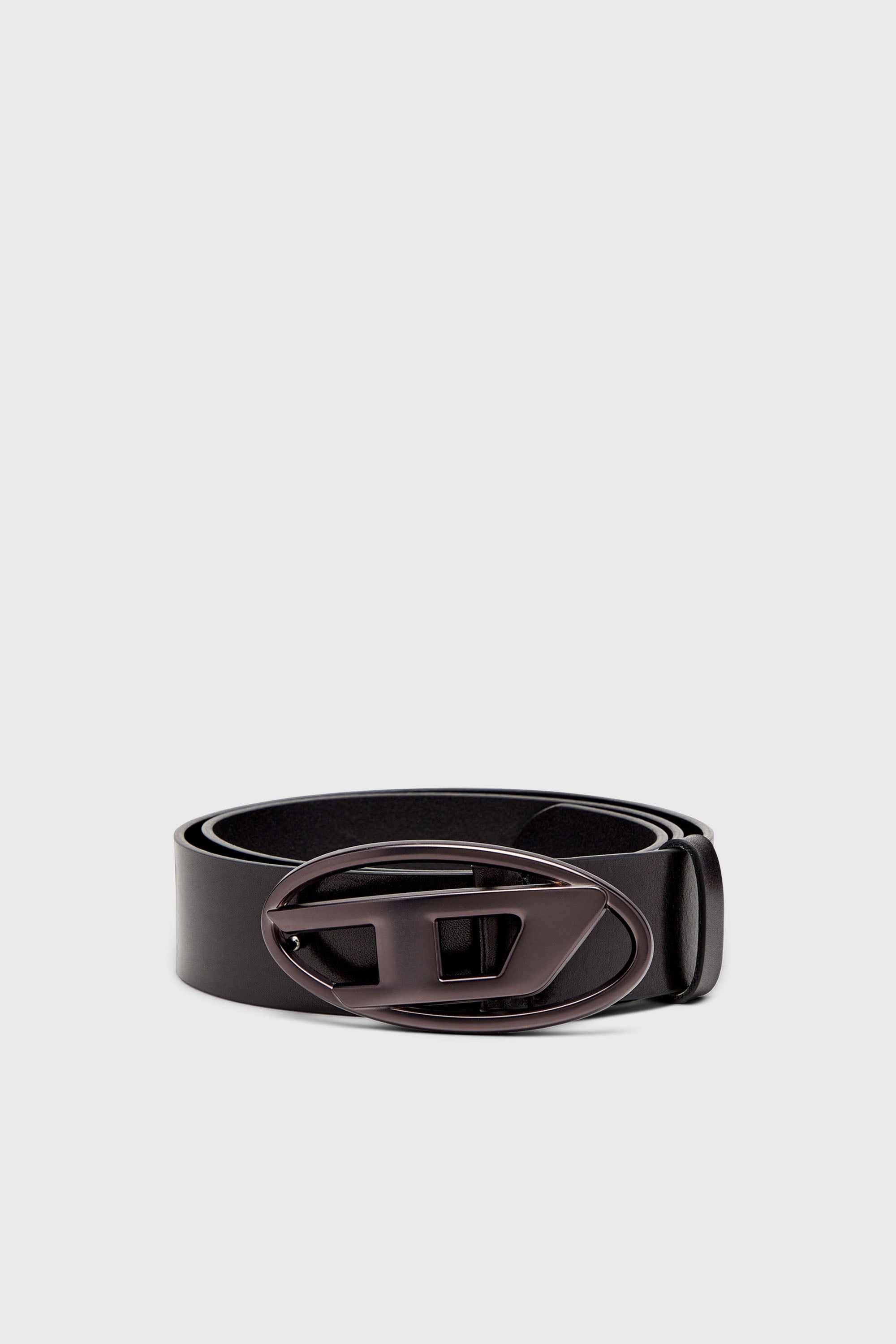 Diesel - B-1DR, Ceinture 3.9 cm en cuir avec boucle Oval D m&eacute;tallis&eacute;e Mixte in Noir - 1