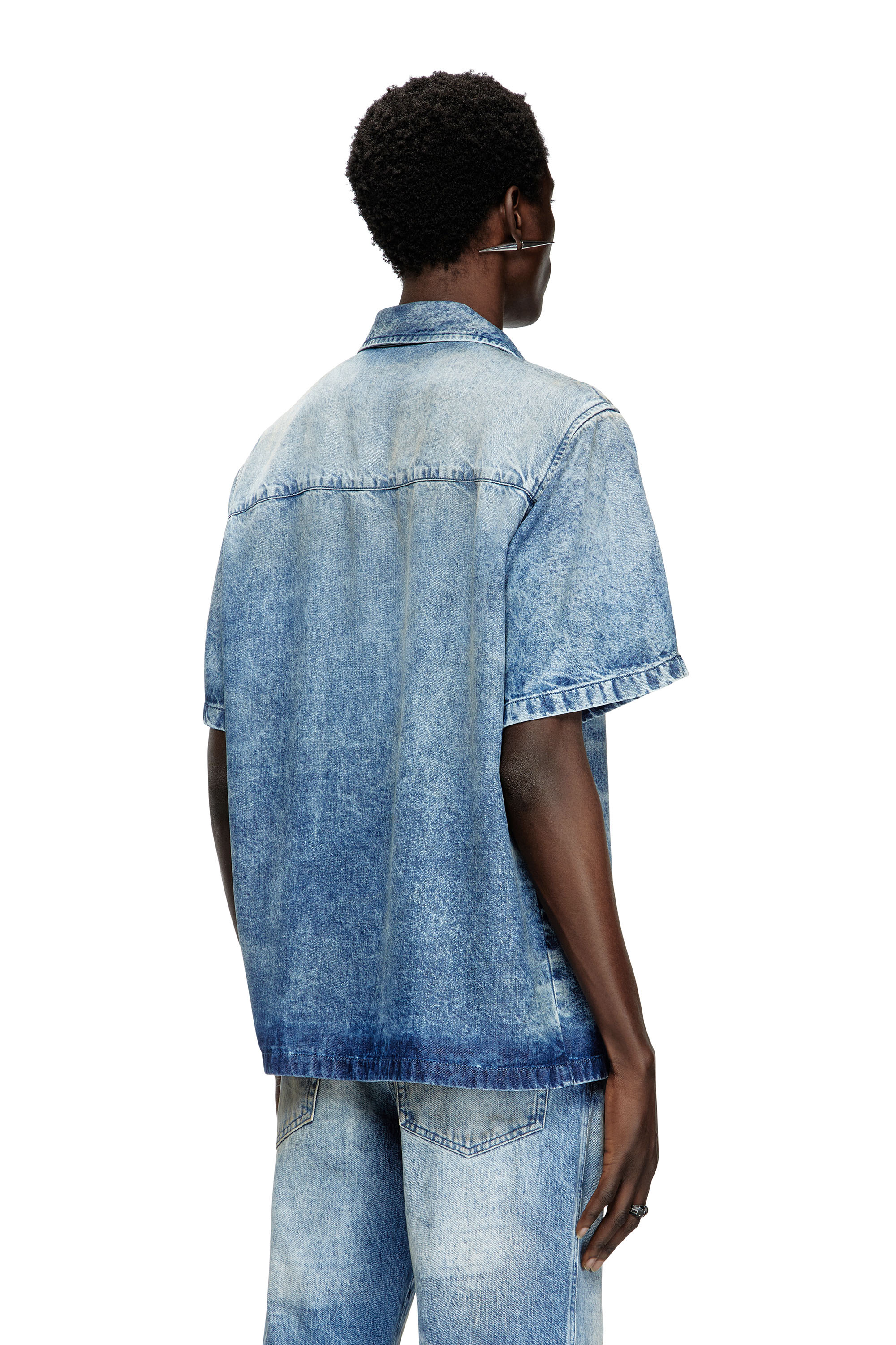 Diesel - D-NABIL-FSG, Camisa de bolos en denim desgastado Hombre in Azul marino - 5