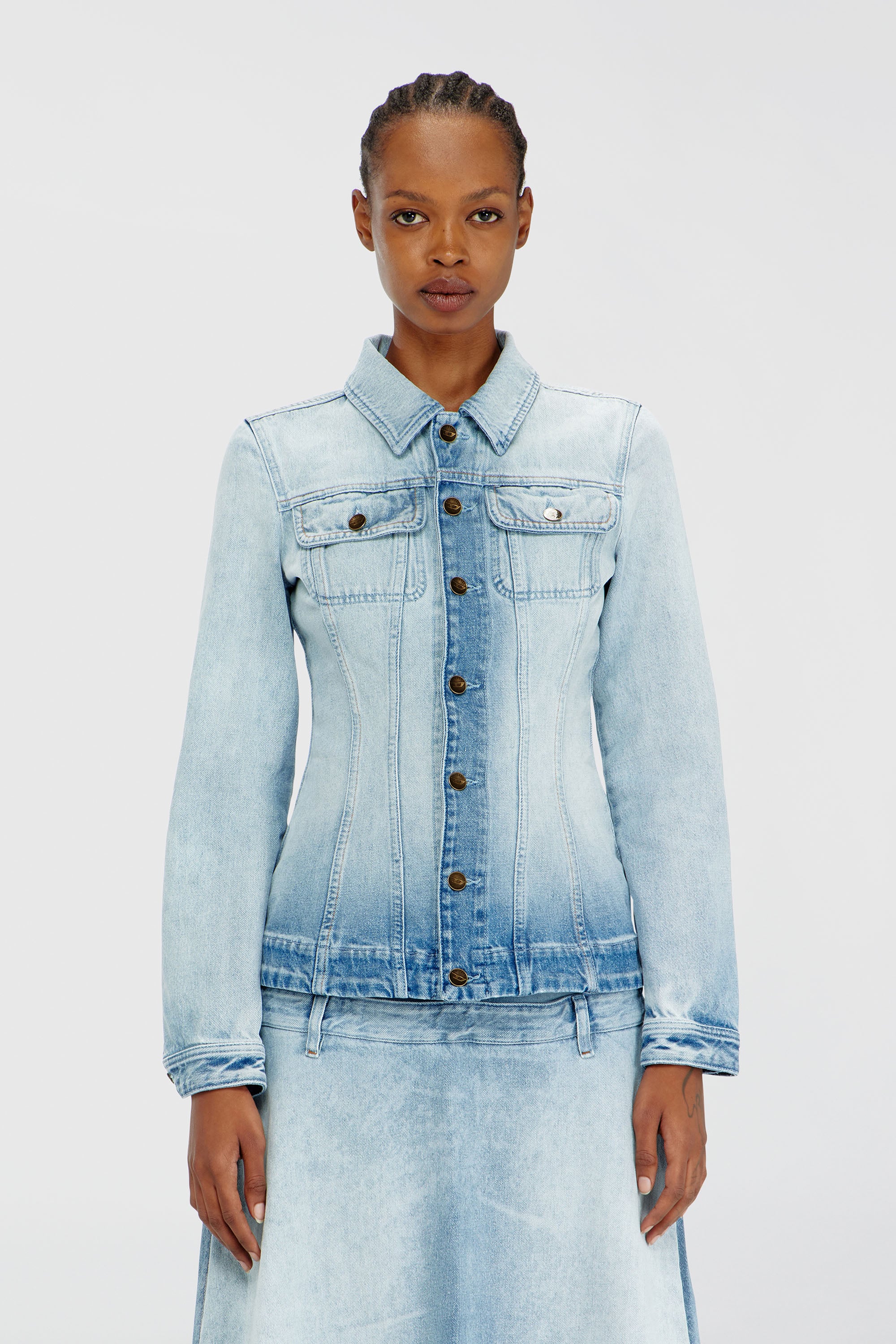Diesel - DE-KATERIN-S, Chaqueta trucker de denim Mujer in Azul marino - 1