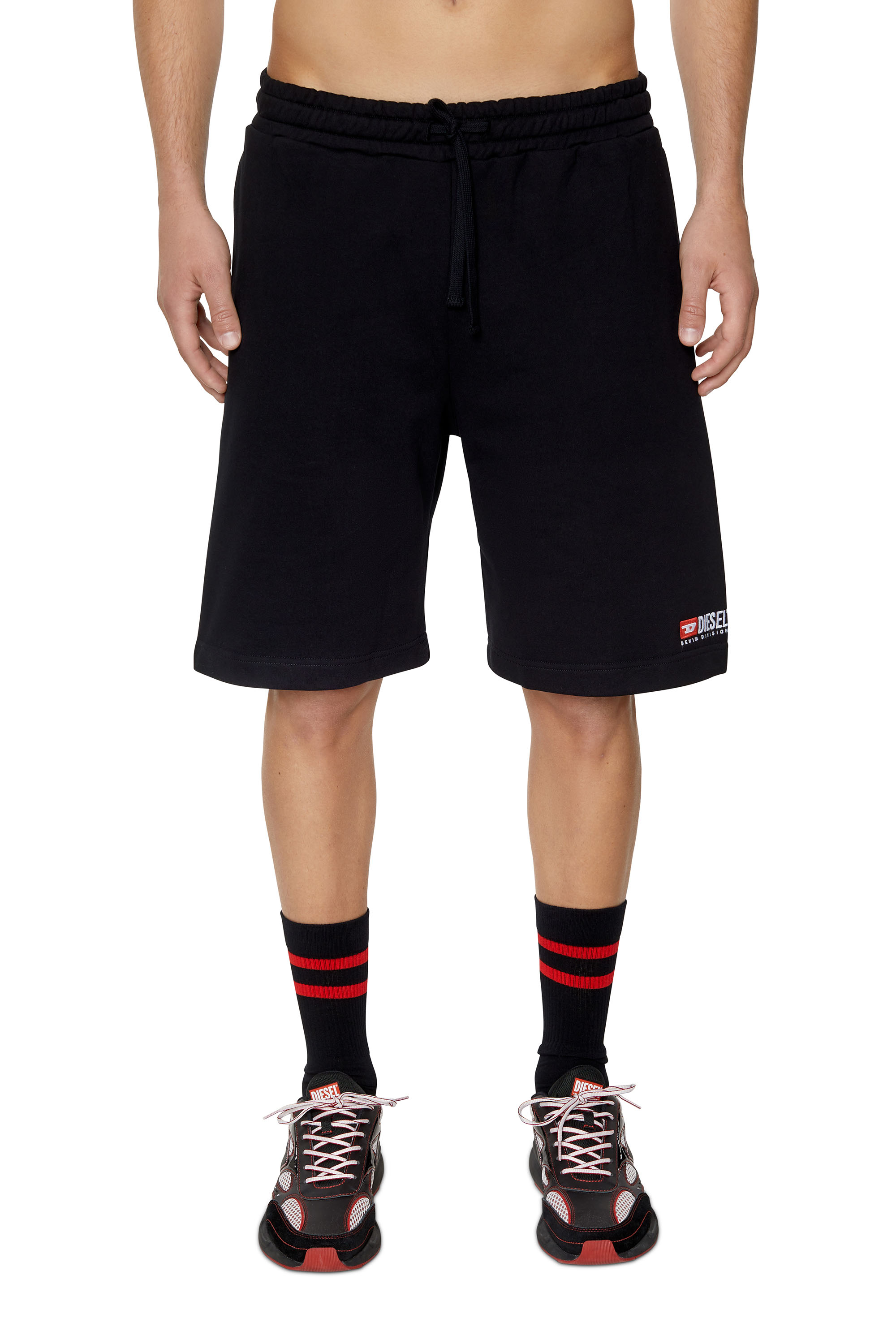 Diesel - P-CROWN-DIV, Man's Sweat shorts with logo embroidery in Black - 4