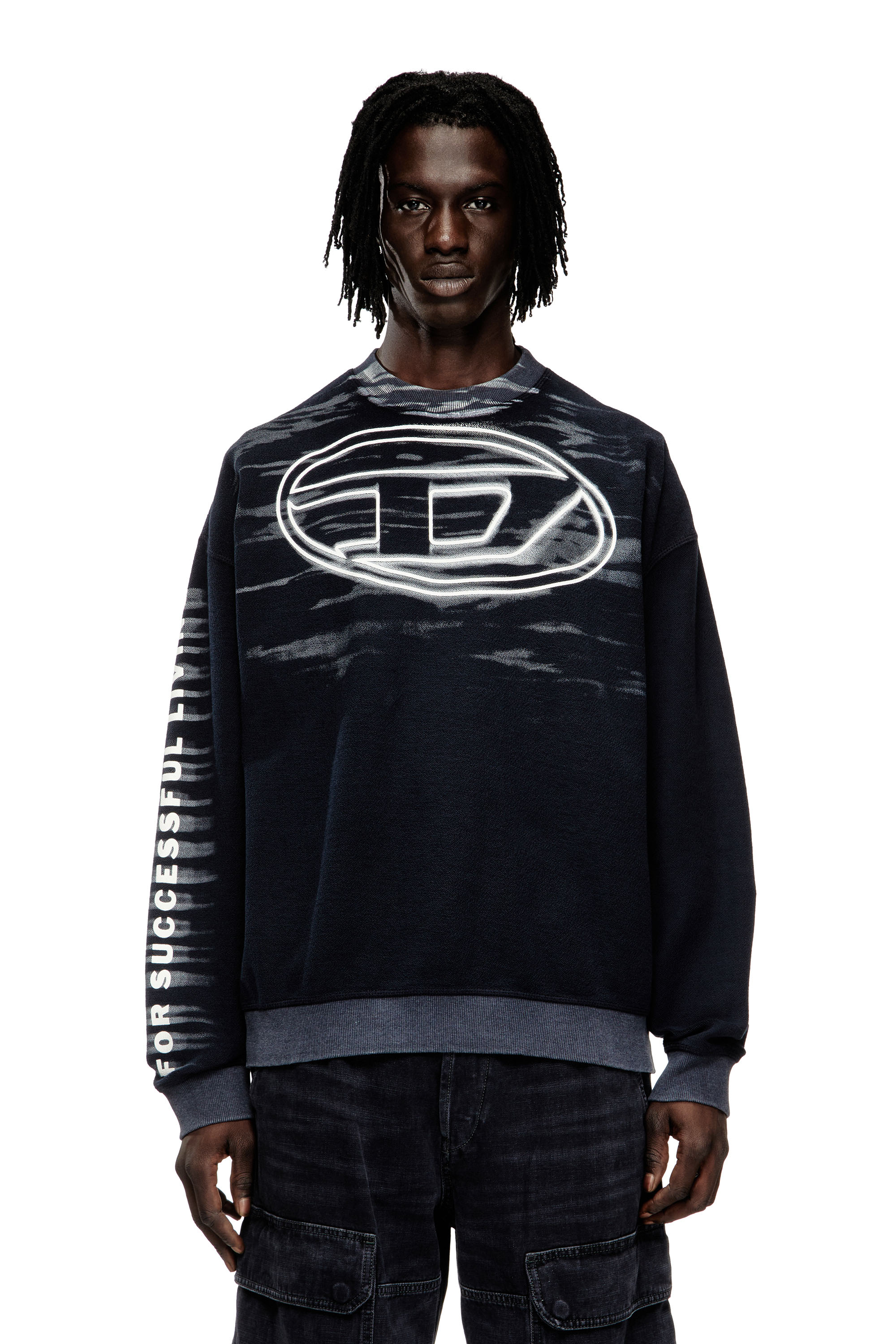Diesel - S-BOXT-T1, Male's Cotton sweatshirt with Oval D print in Dark Blue - 1