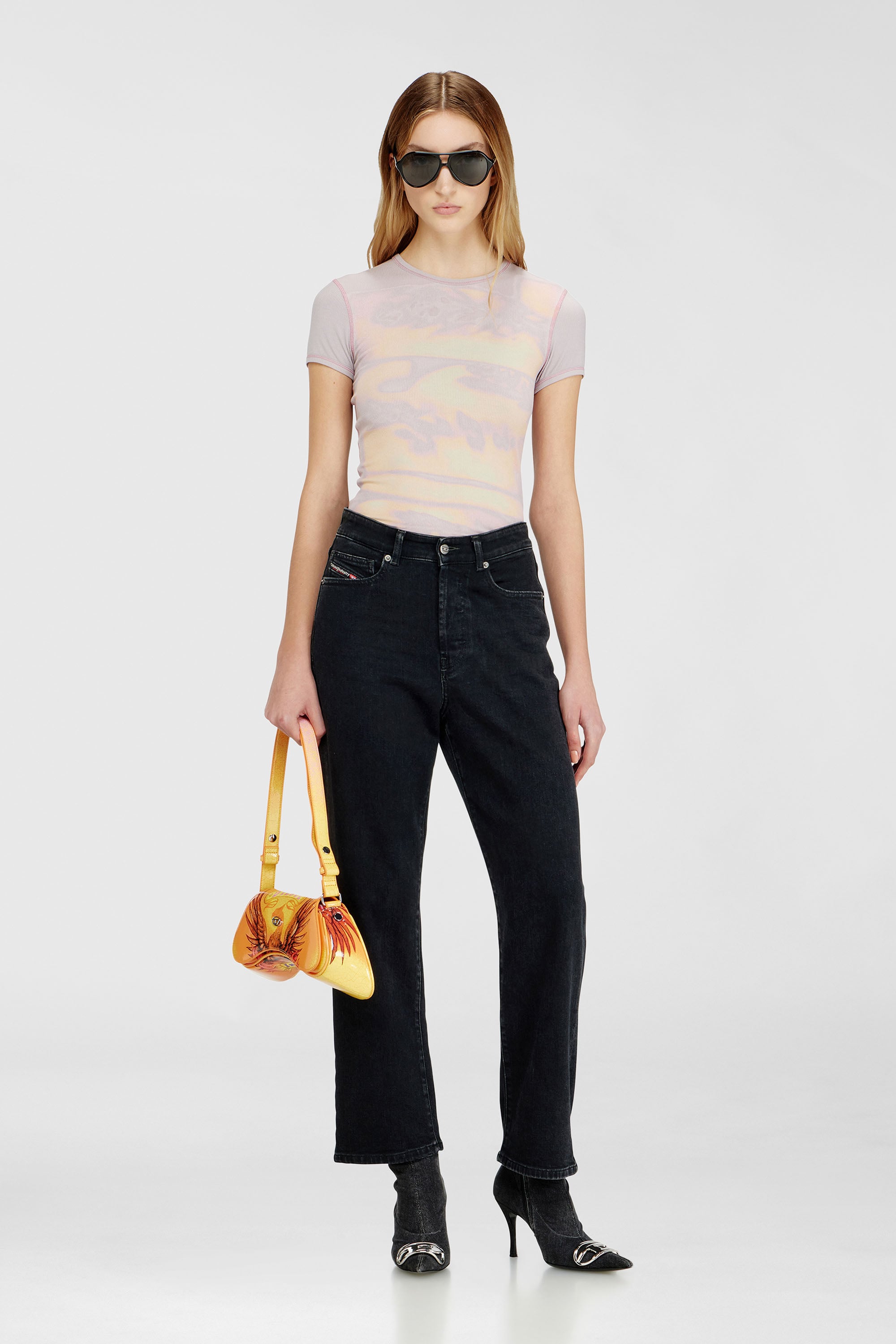Diesel - T-ELE-LONG-AA1, Female's Slim jersey top with graphic print in Lilac - 2