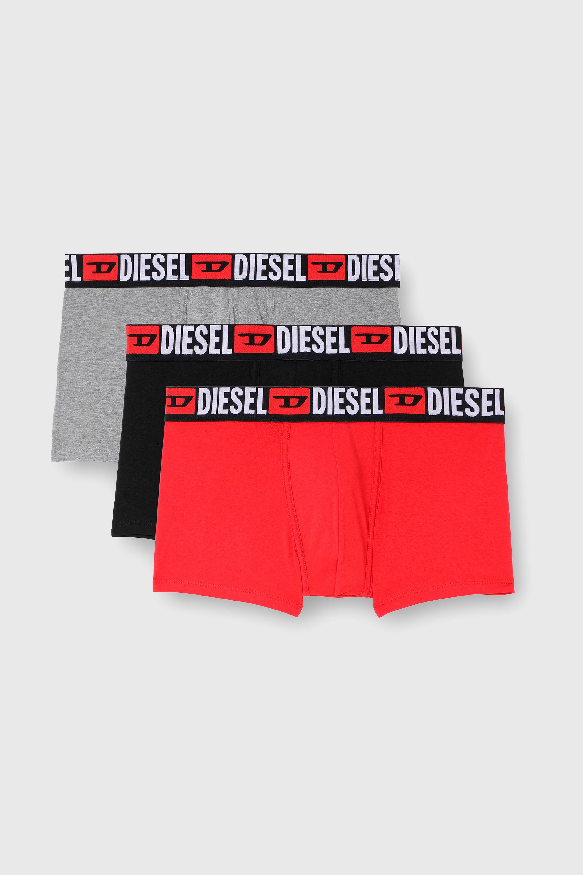 Diesel - UMBX-DAMIENTHREEPACK, Man's Cotton Boxer Briefs 3-Pack in Red/Grey - 4