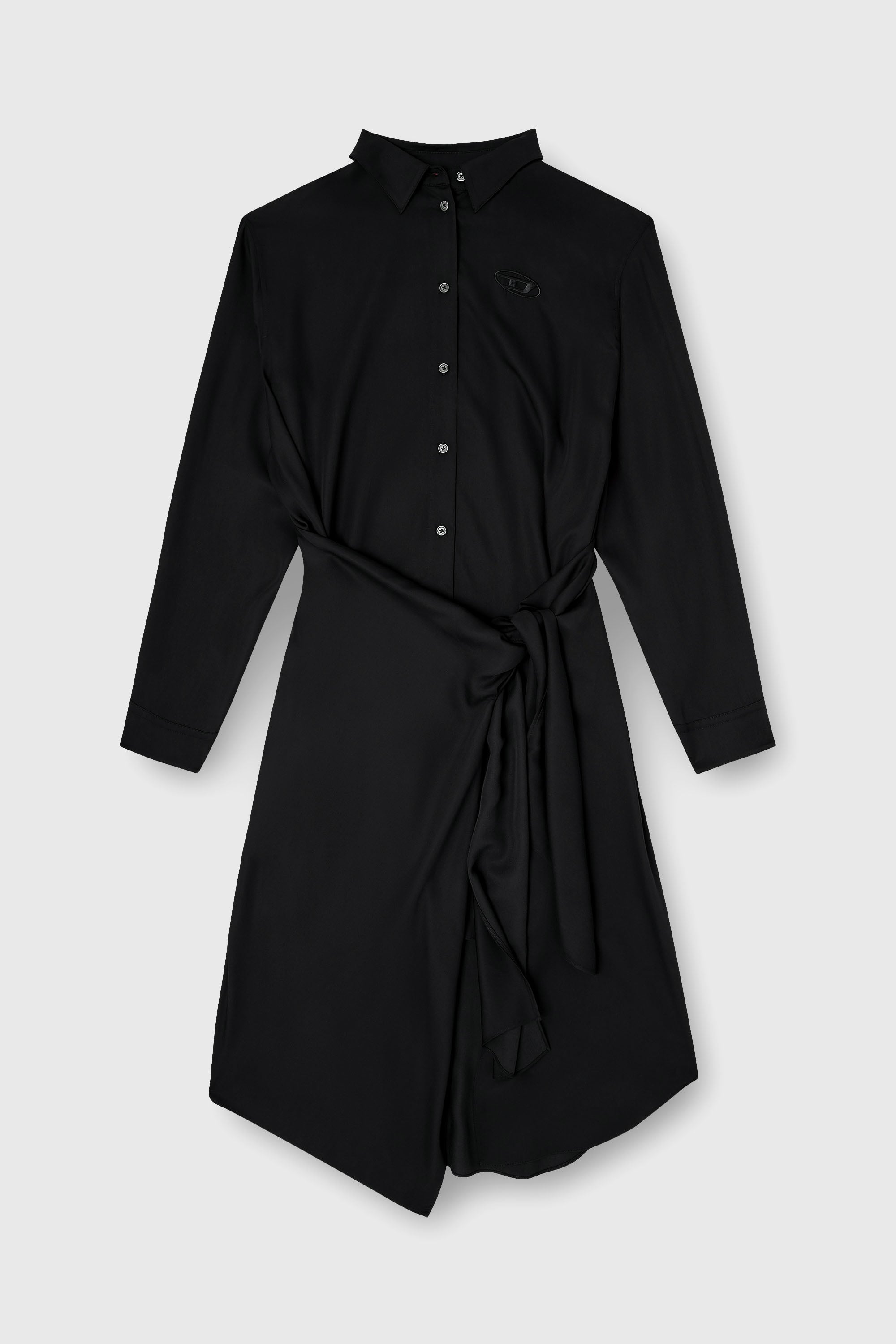 Diesel - D-ILETTA-S1, Vestido camisero midi con detalle retorcido Mujer in Negro - 2