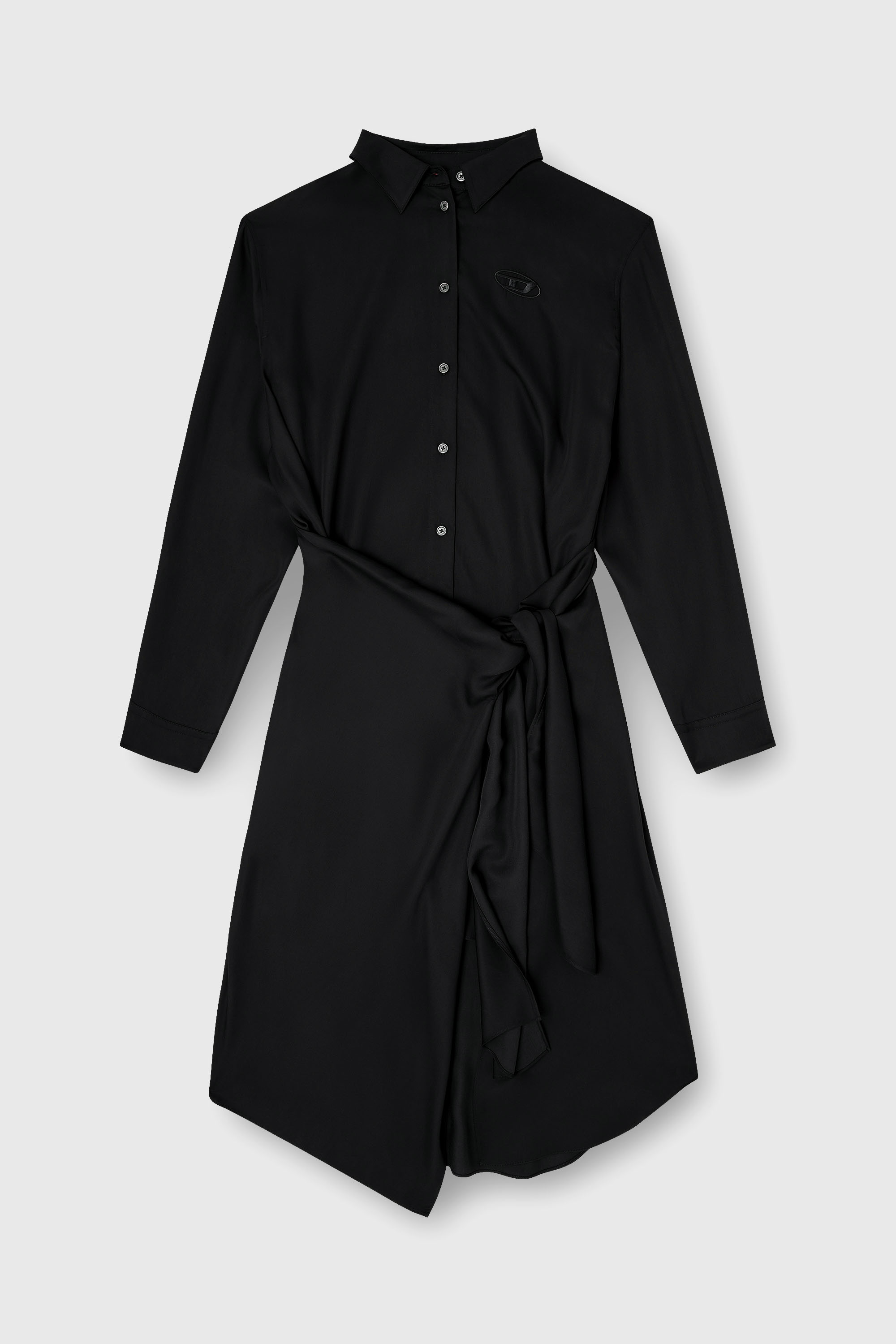 Diesel - D-ILETTA-S1, Vestido camisero midi con detalle retorcido Mujer in Negro - 2