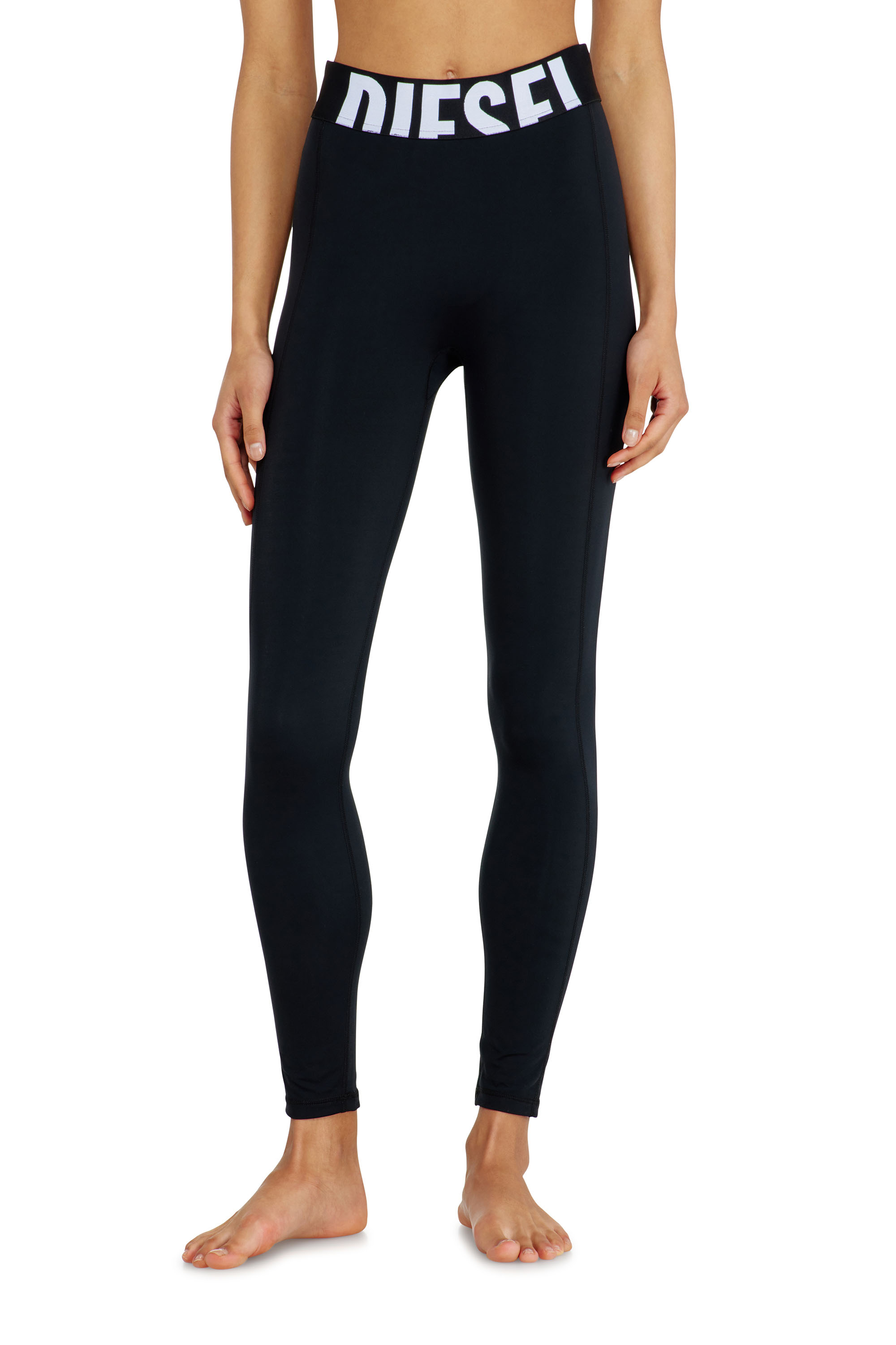 Diesel - ADELINE-D-POP, Leggings de microfibra con logotipo recortado Mujer in Negro - 1