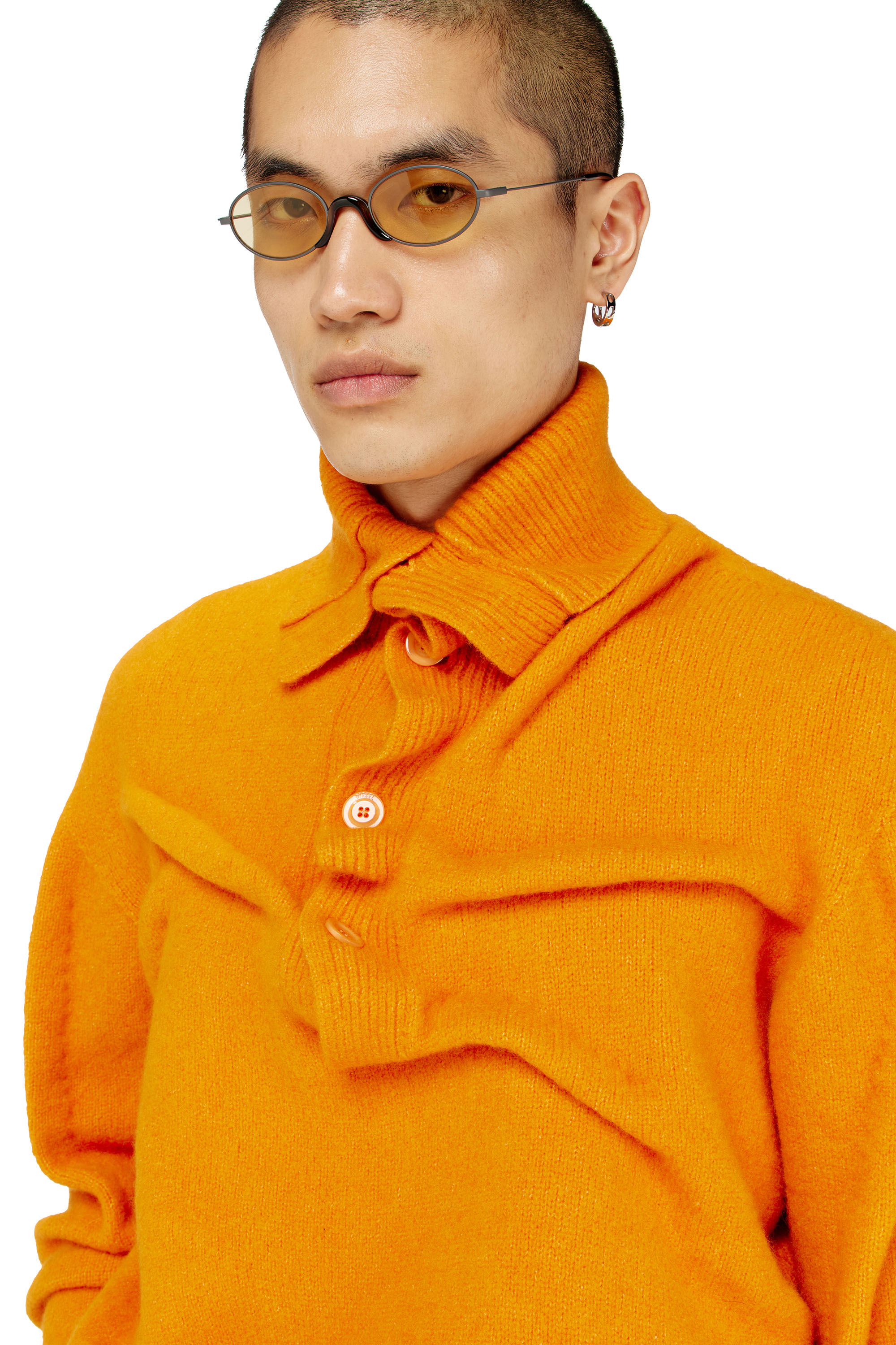 Diesel - K-ANDREW, Male's Button-neck jumper in wrinkled boiled knit in null - 5