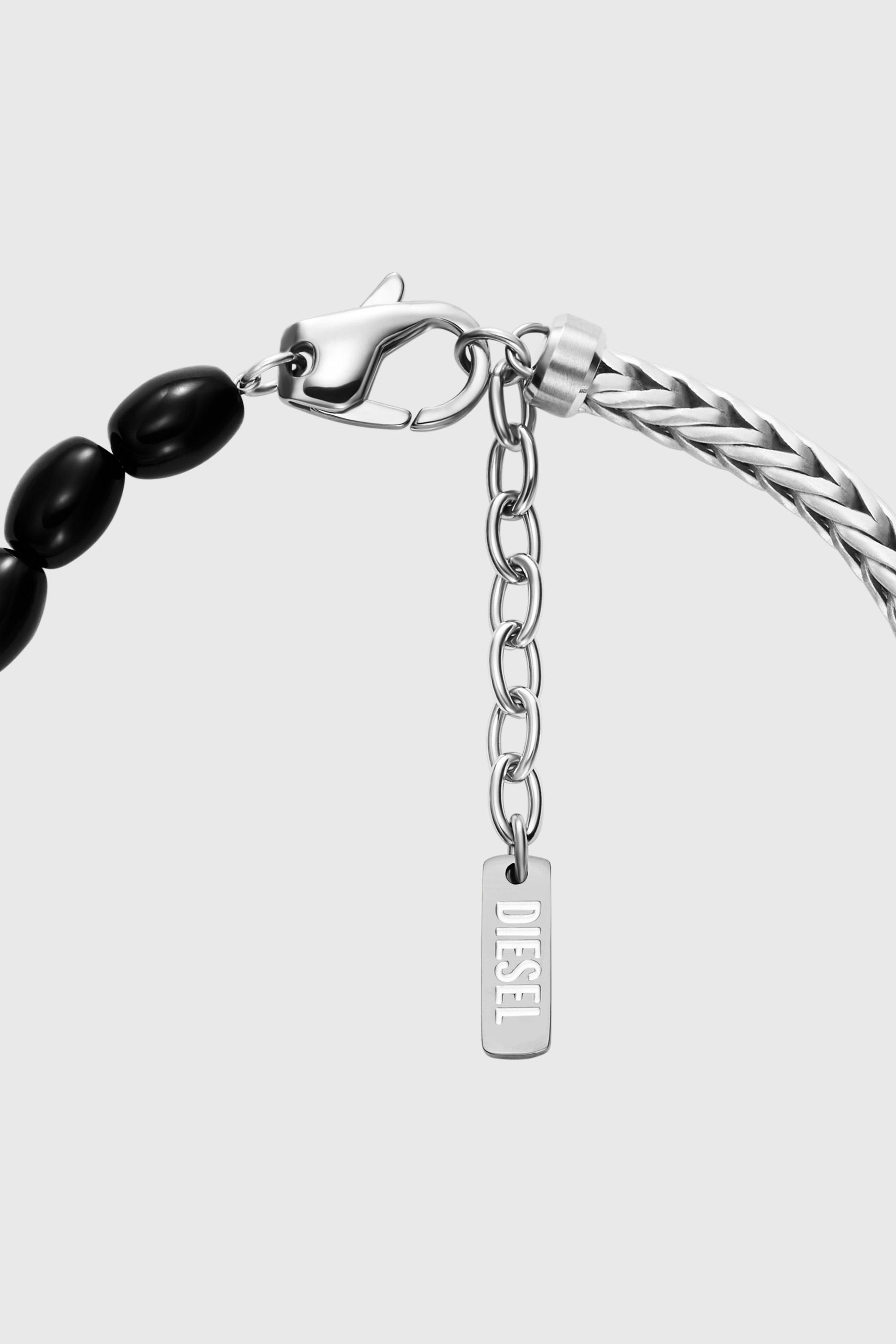 Diesel - DX1714040, Pulsera de cuentas de &aacute;gata negra Unisex in Plateado - 2