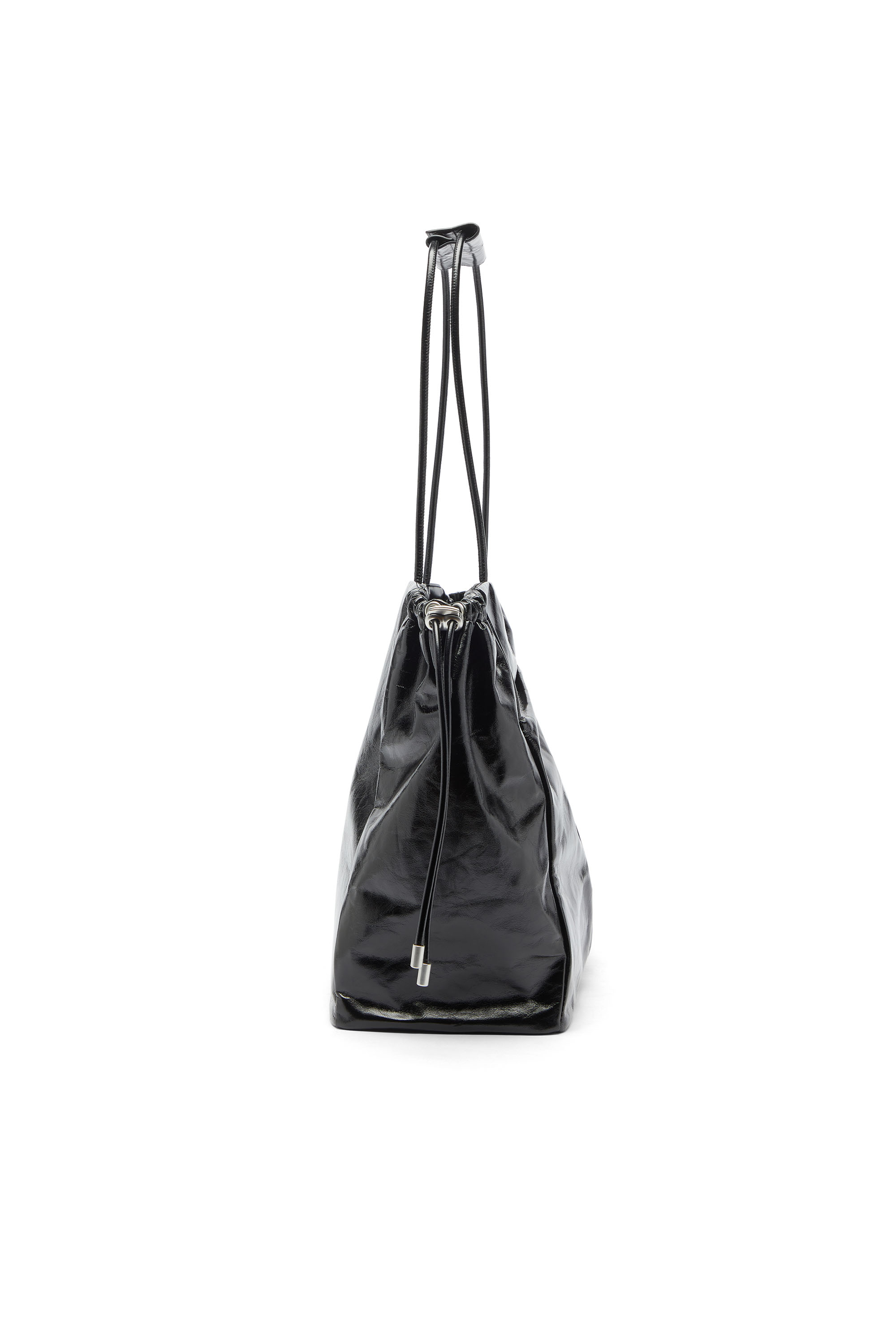 Diesel - SCRUNCH-D TOTE E/W, Scrunch-D - Bolso tote de piel brillante arrugada Mujer in Negro - 4
