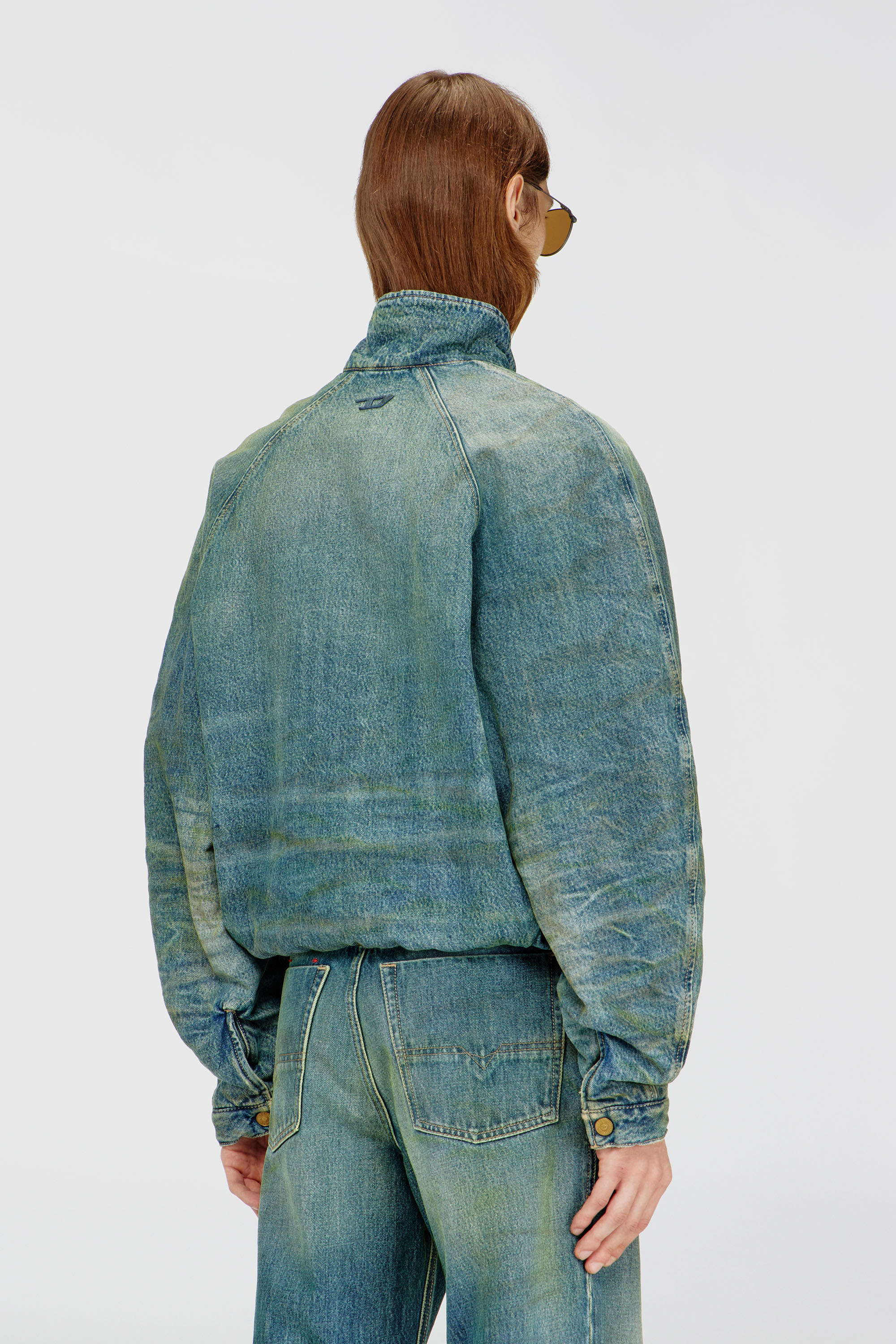 Diesel - D-BARUS-FSJ2, Male's Padded jacket in dirty-effect creased denim in null - 5
