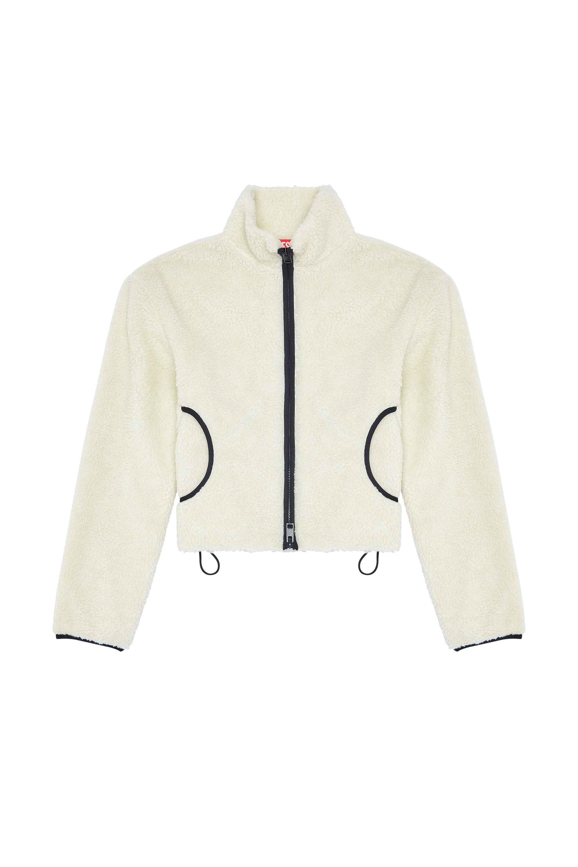 Diesel - F-CHIBI, Woman's Teddy jacket with piped oval D logo in White - 2