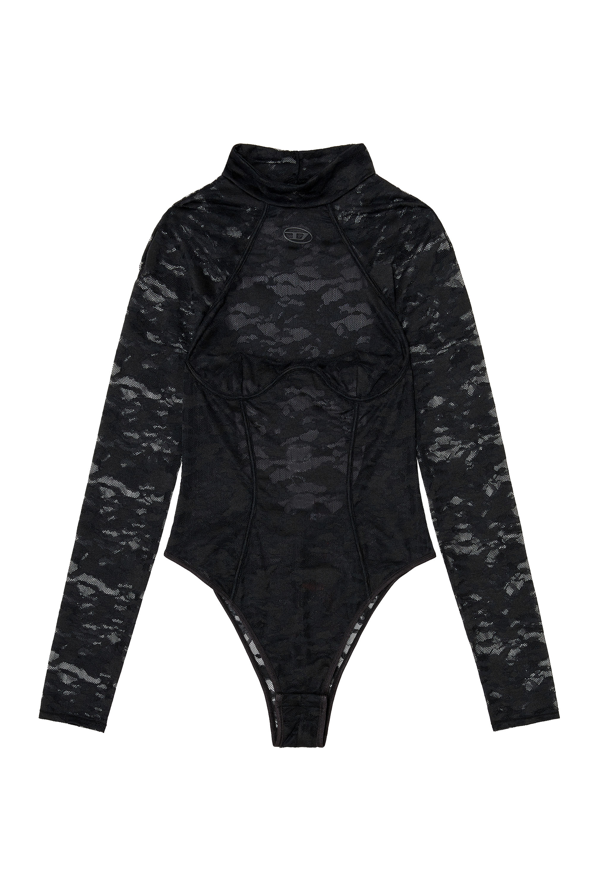 Women's Bodysuit in nylon lace with open back | Nero | Diesel