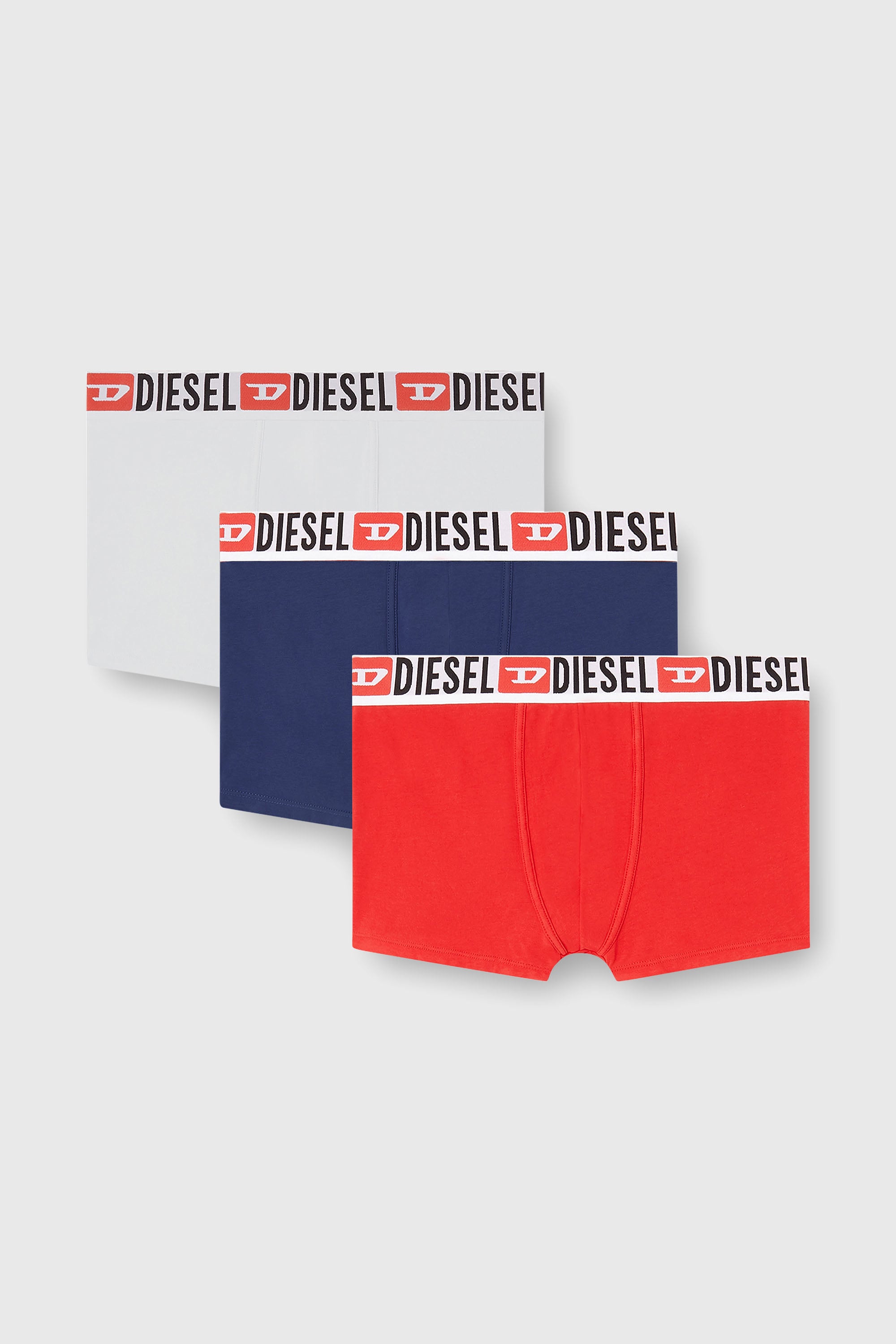 Diesel - UMBX-DAMIENTHREEPACK, Man's Three-pack of all-over logo waist boxers in Blue - 4