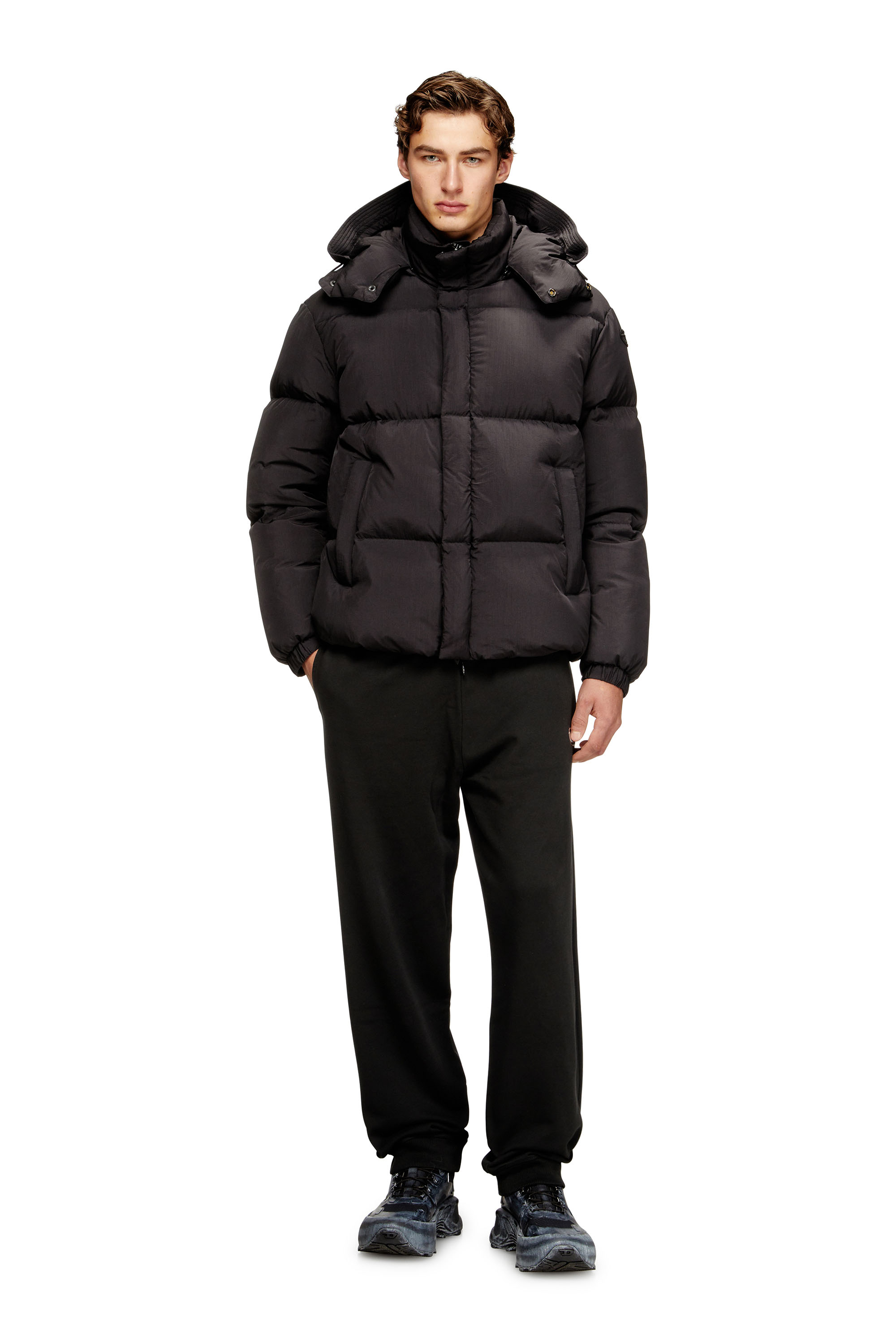 Diesel - W-ROLFYS-WRD, Male's Quilted down jacket in ViralOff® Taslan in Dark Grey - 1