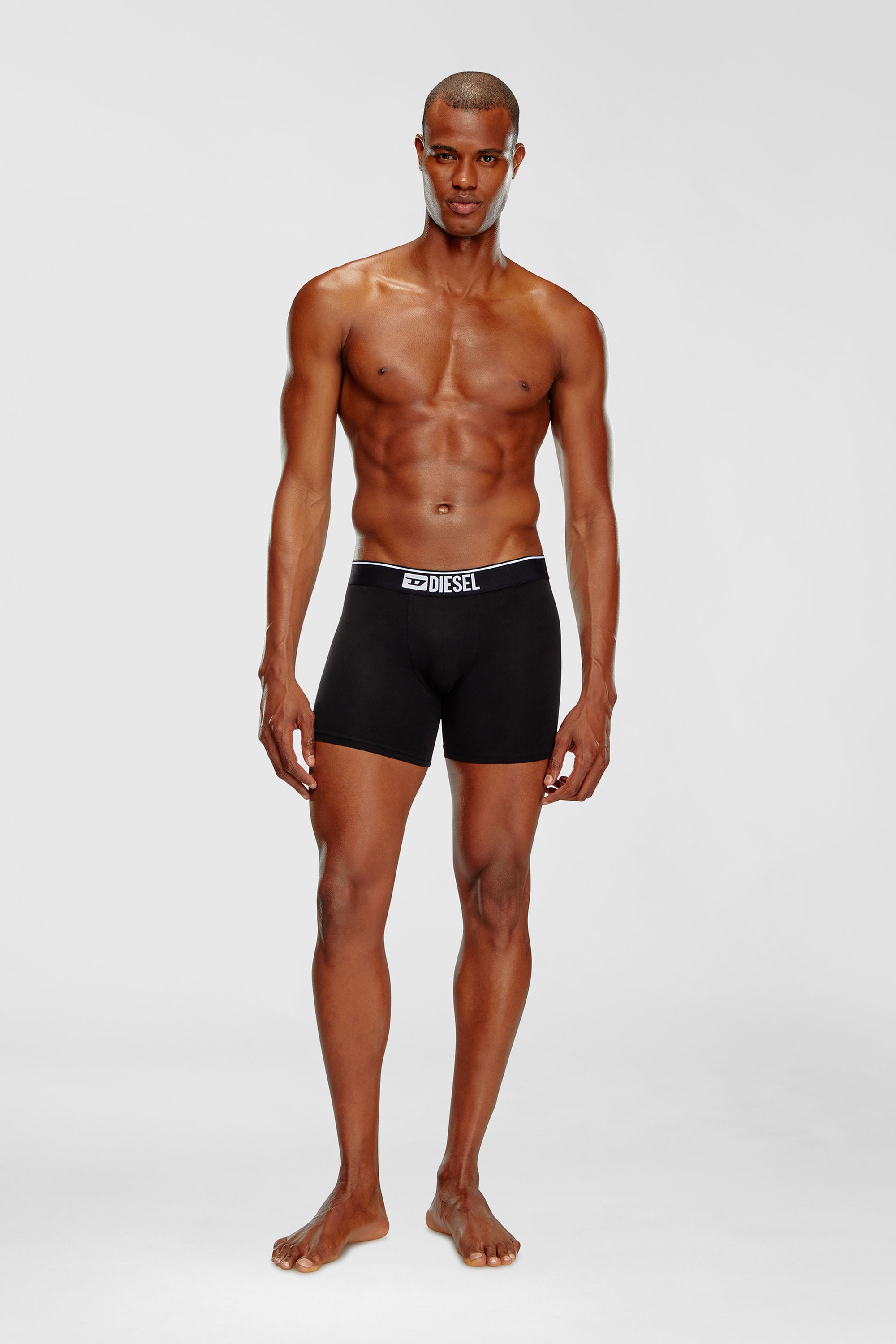 Diesel - UMBX-SEBASTIANTHREEPAC, Male's Three-pack of plain long boxer briefs in Black - 2