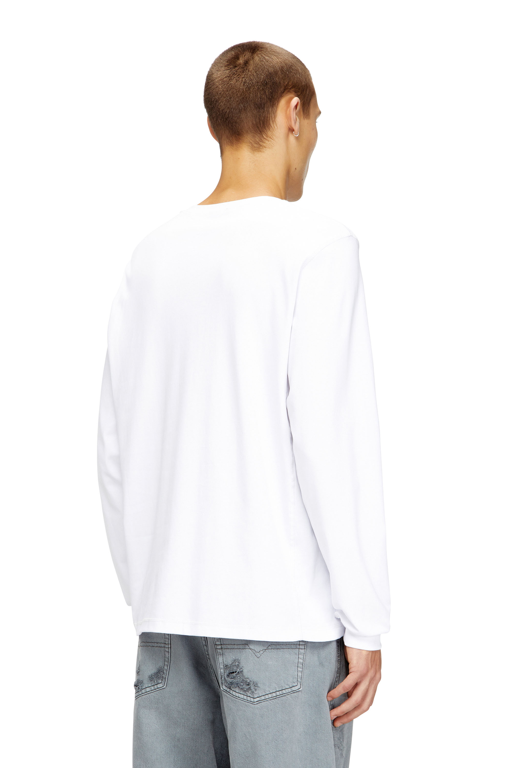 Diesel - T-MADJUST-LS-TR, Man's Cotton long-sleeve T-shirt with Oval D in White - 4