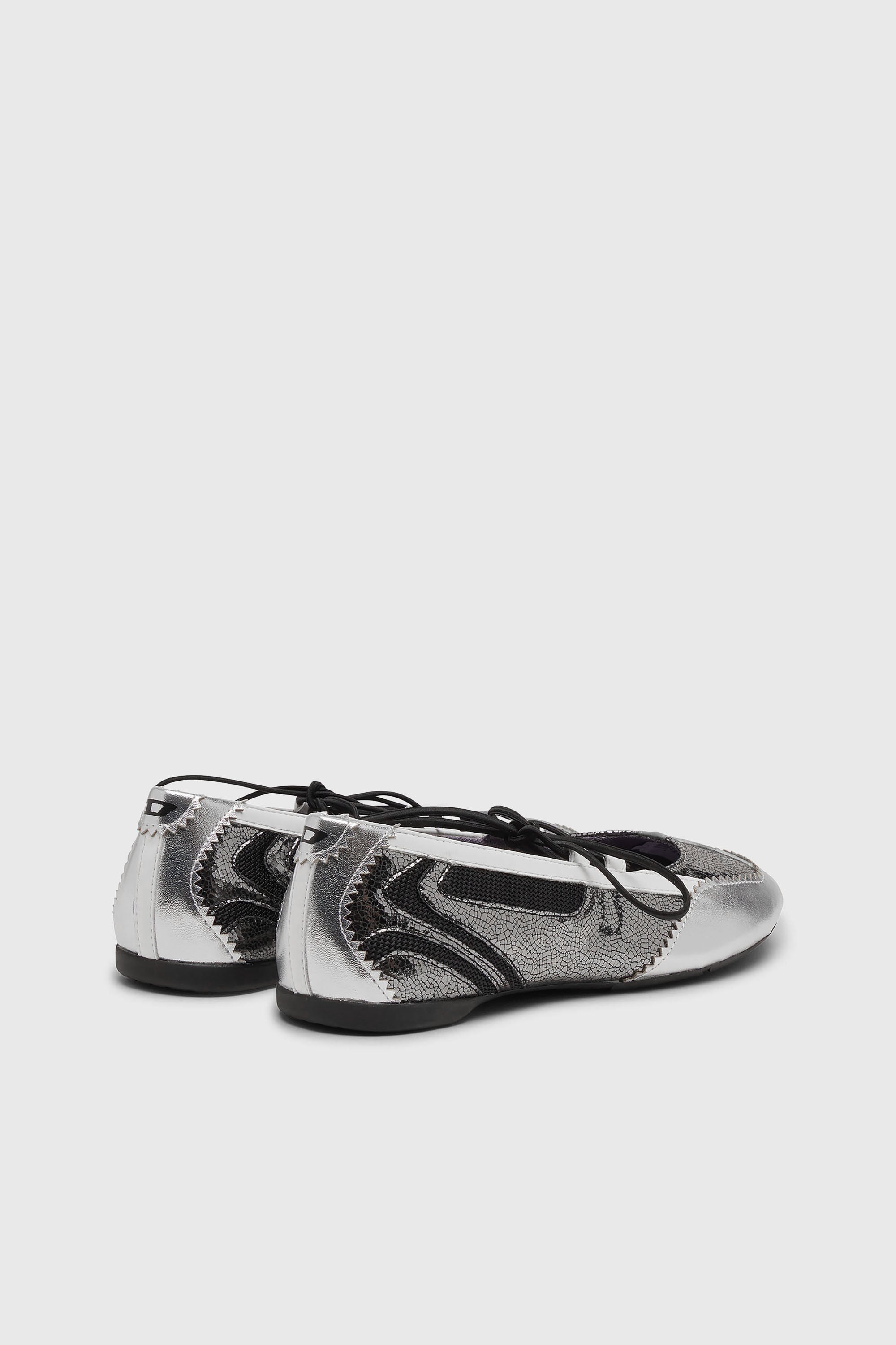 Diesel - D-MILE BALLERINA LACE UP W, D-Mile-Bailarinas con cordones met&aacute;licos Mujer in Plateado - 3