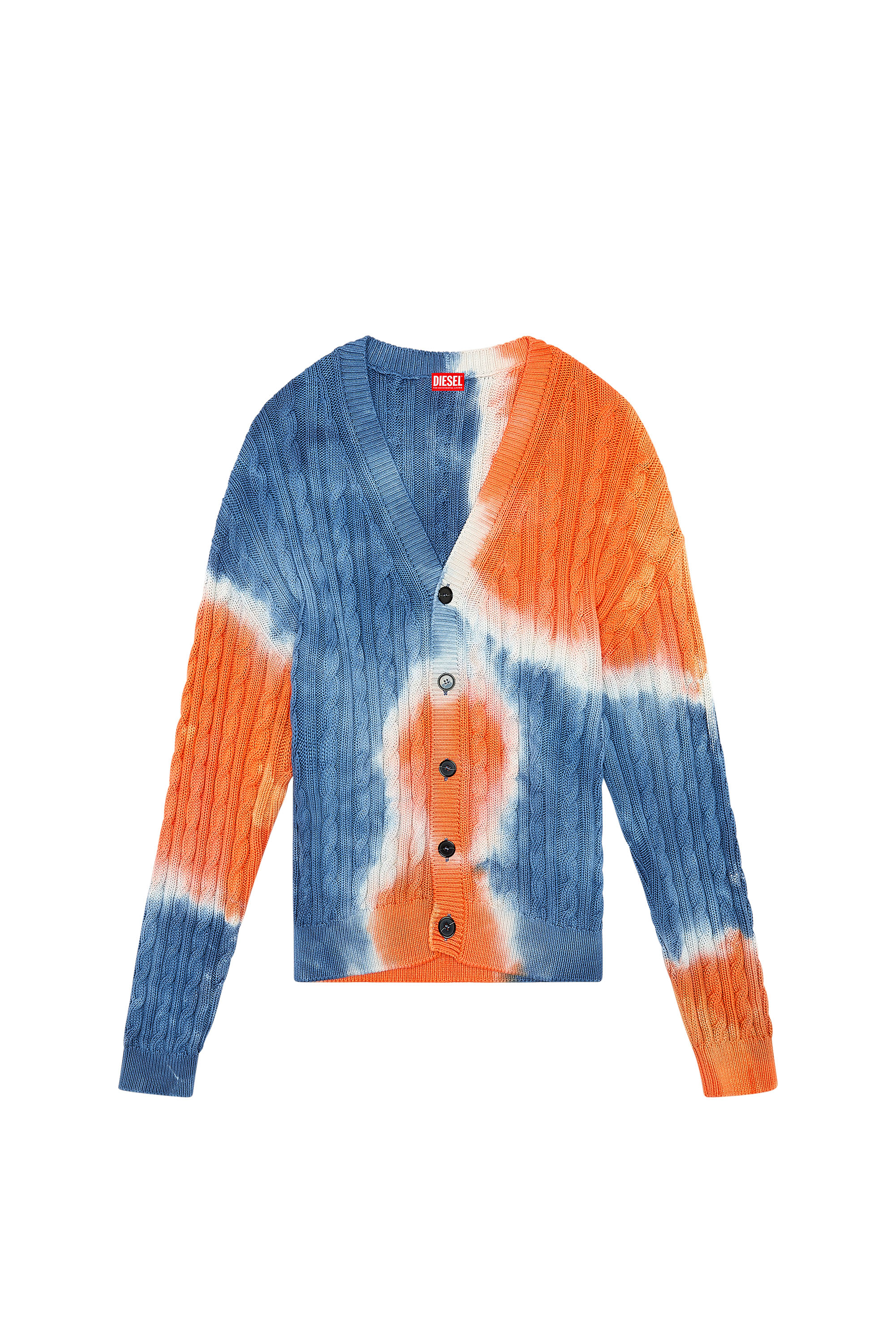 Men's Tie-dye cardigan in cable-knit cotton | Multicolor | Diesel