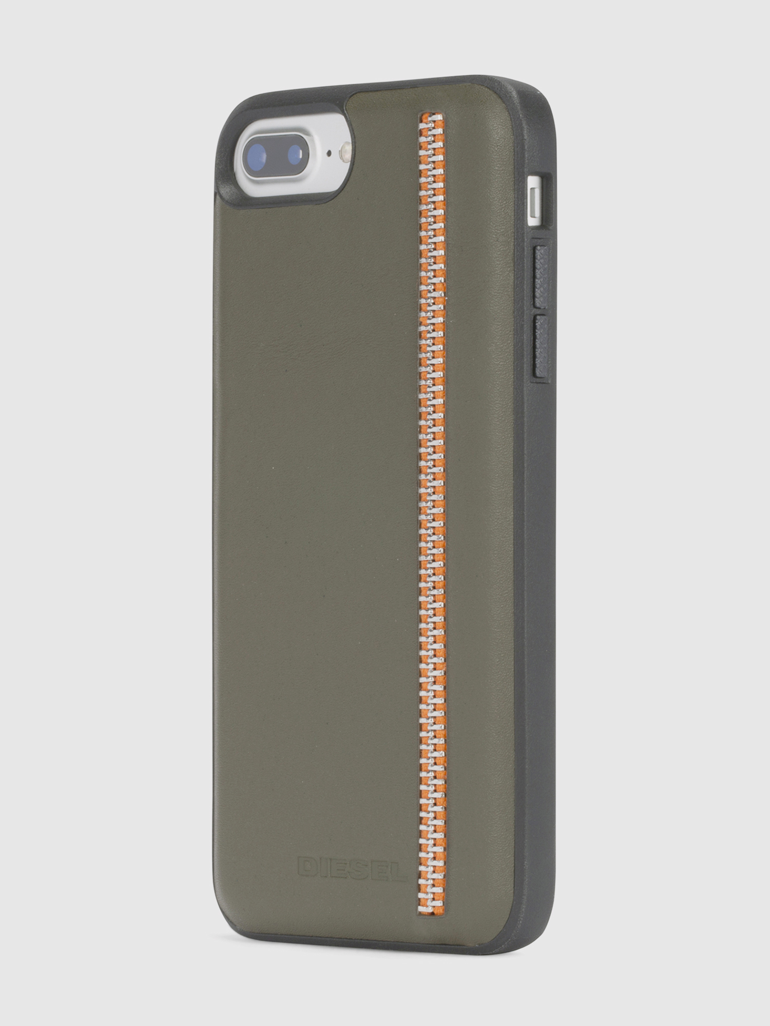 Diesel - ZIP OLIVE LEATHER IPHONE 8 PLUS/7 PLUS/6s PLUS/6 PLUS CASE, Unisex's Zip olive case, iPhone 8 Plus/7 Plus/6s Plus/6 Plus in Olive Green - 3