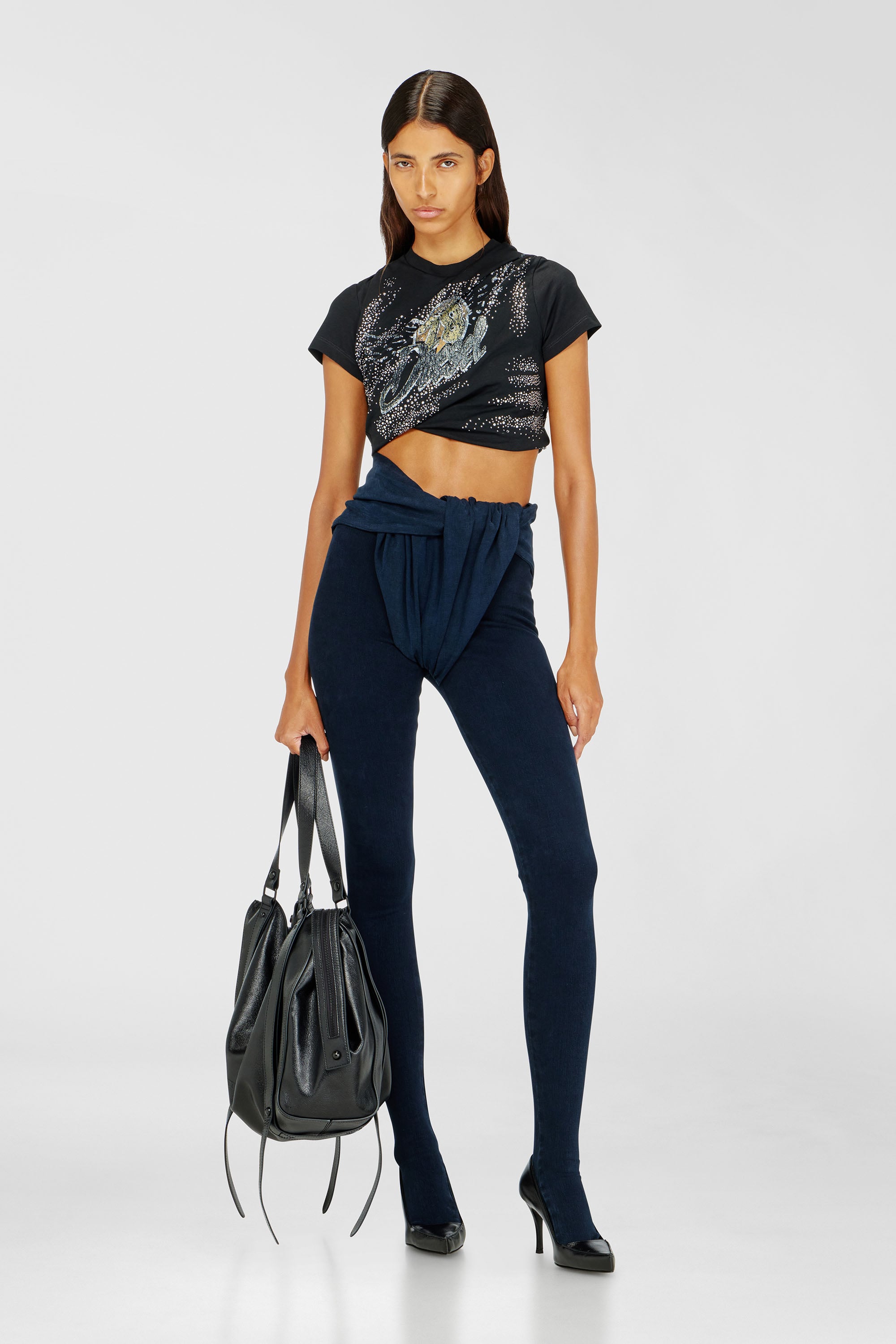 Diesel - T-WINCY, Female's Rucked-up T-shirt in double-layer jersey in null - 2
