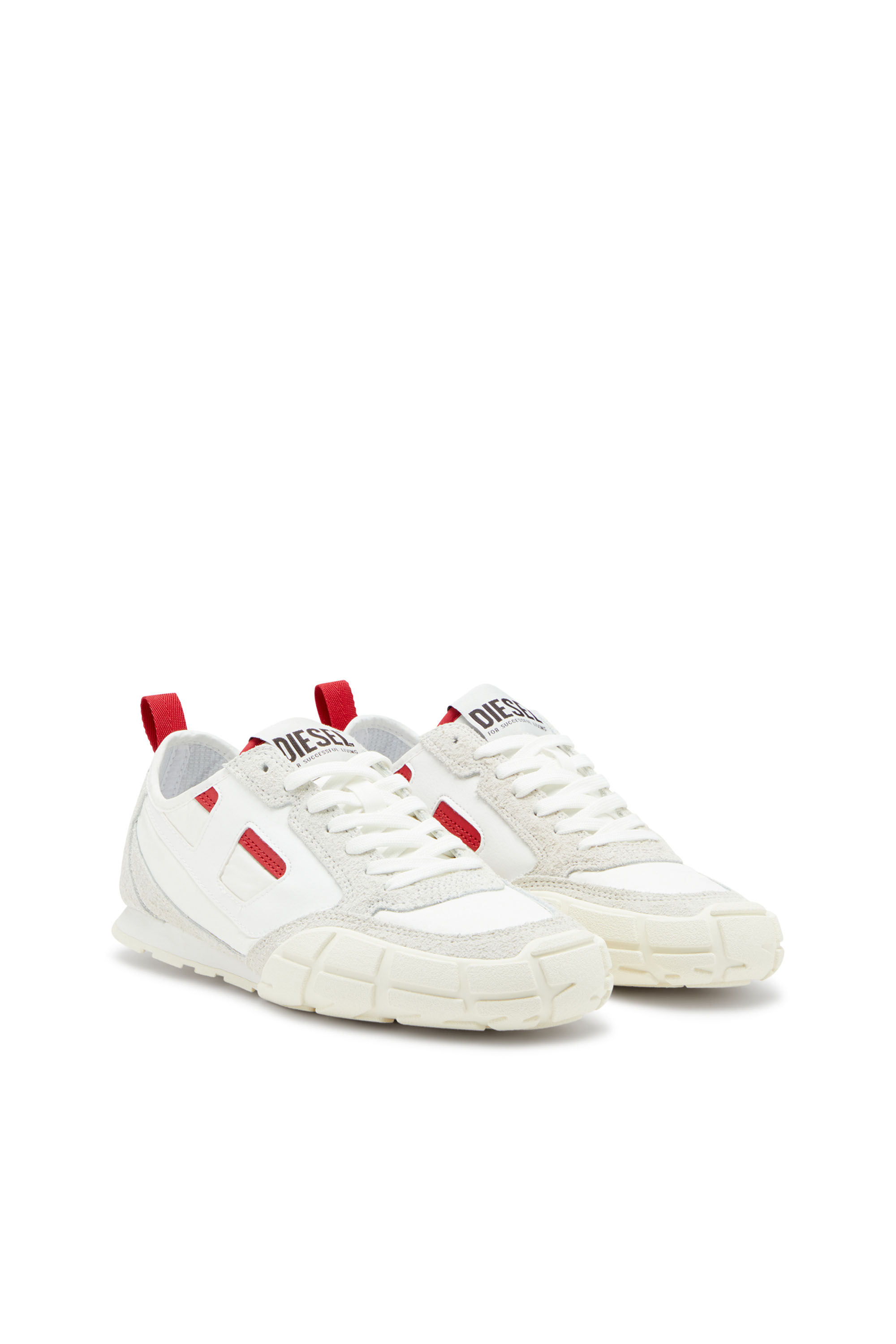 Diesel - S-PAGODHA LOW W, Female's S-Pagodha-Sneakers in leather, suede and ripstop in White/Red - 2