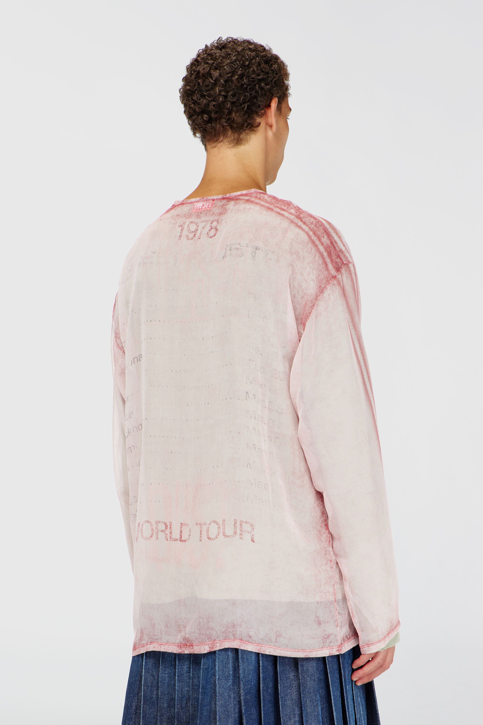 Diesel - T-DOUBLEX-LS, Top de gasa transparente con gr&aacute;ficos de concierto Hombre in Rosa - 5