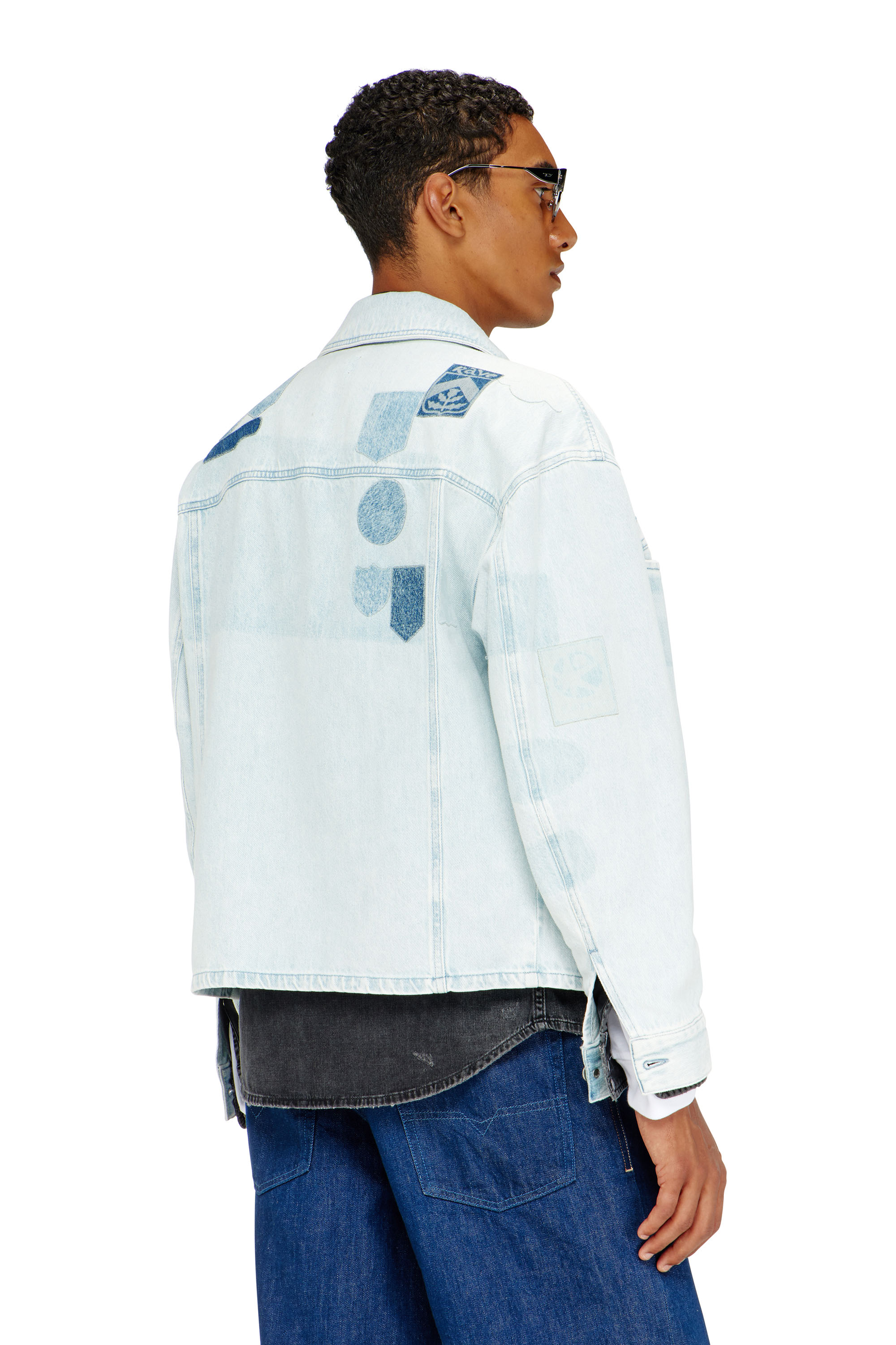 Diesel - D-RYMAVO-S, Unisex's Denim overshirt with patch effects in Light Blue - 5