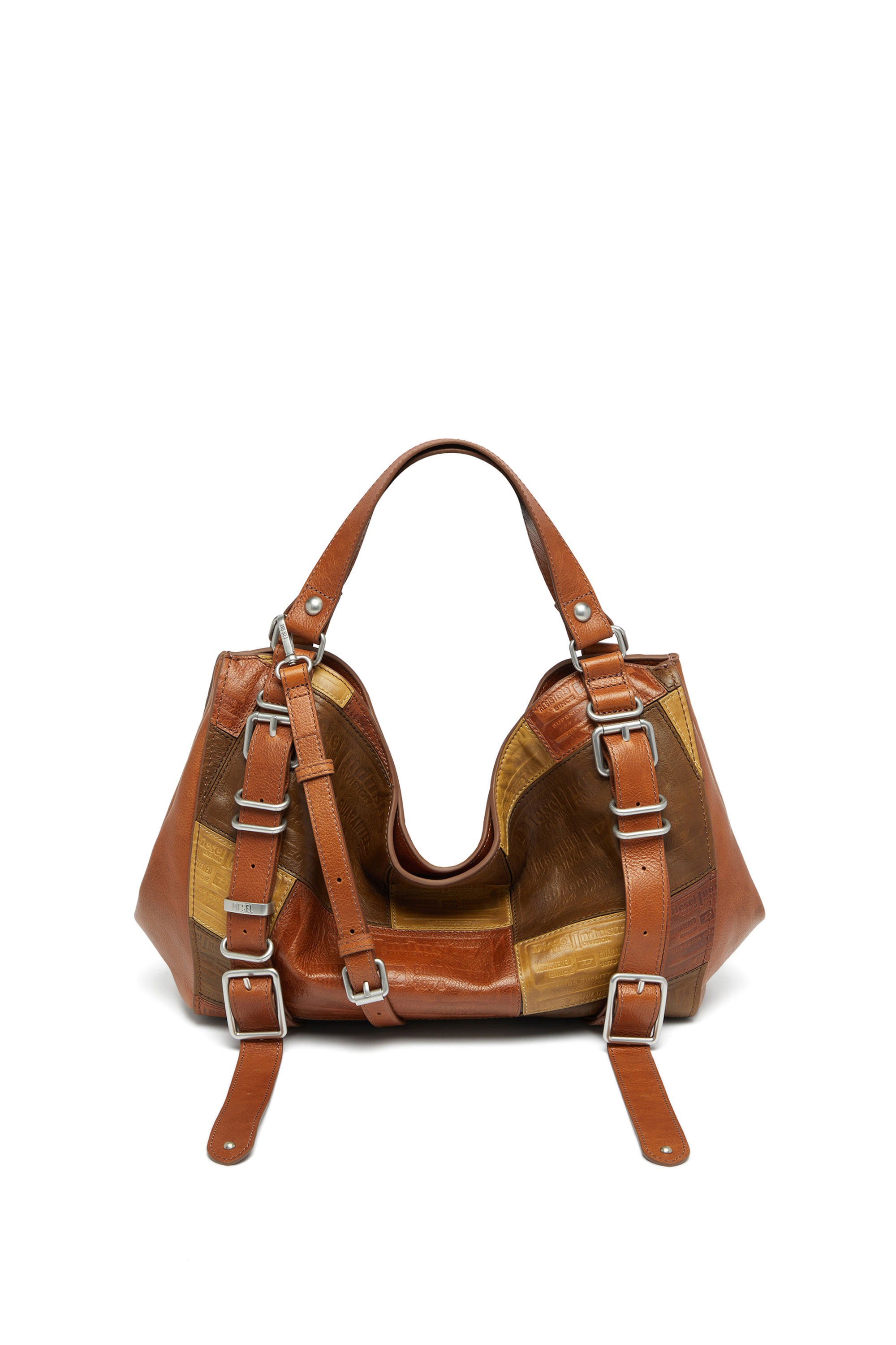 Diesel - D-ONE TOPHANDLE M, D-One-Sac medium &agrave; poign&eacute;e sup&eacute;rieure en cuir patchwork Mixte in Marron - 2