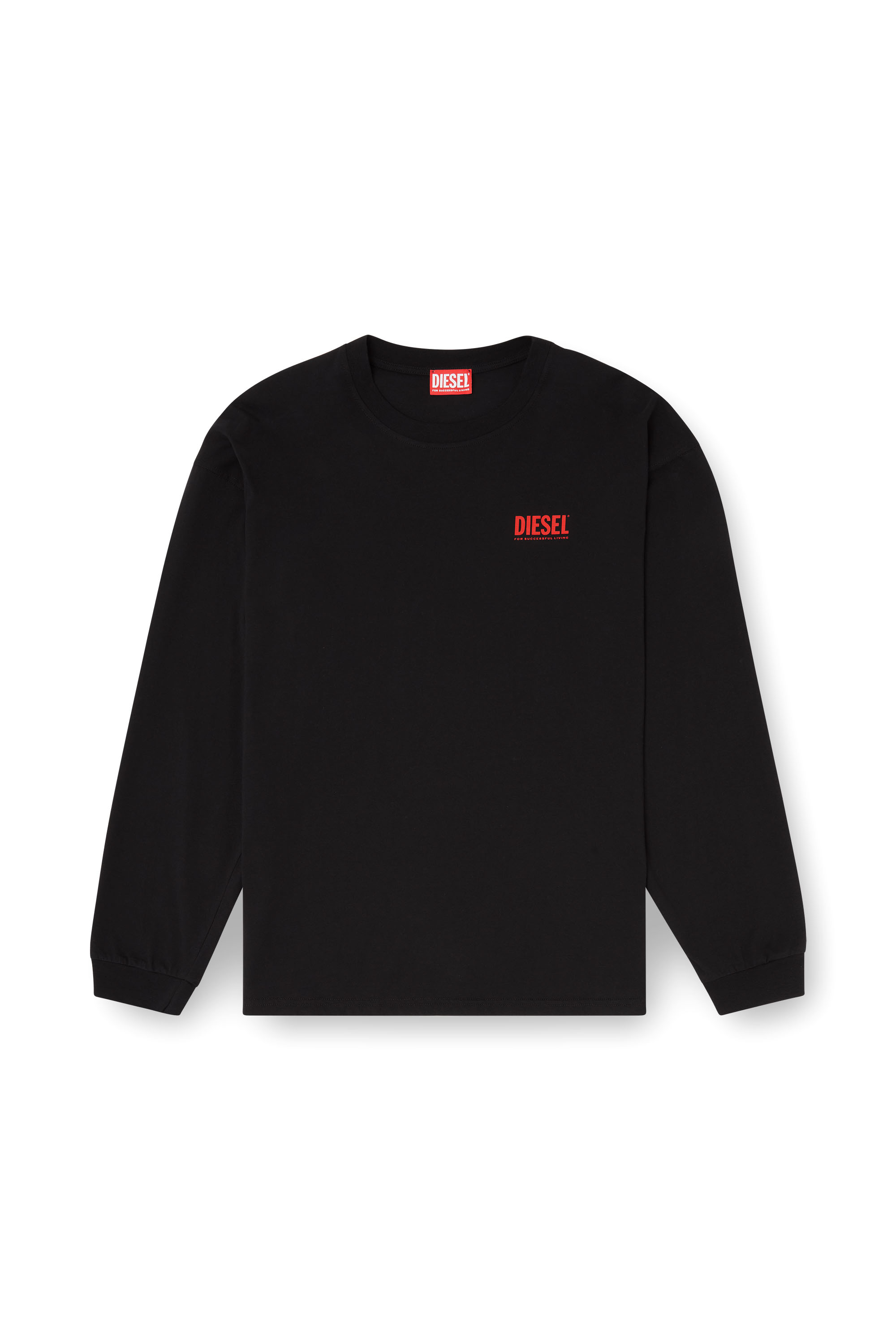 Diesel - T-BOXT-LS-BISK, T-shirt à manches longues décontractée avec logos Diesel Homme in Noir - 3