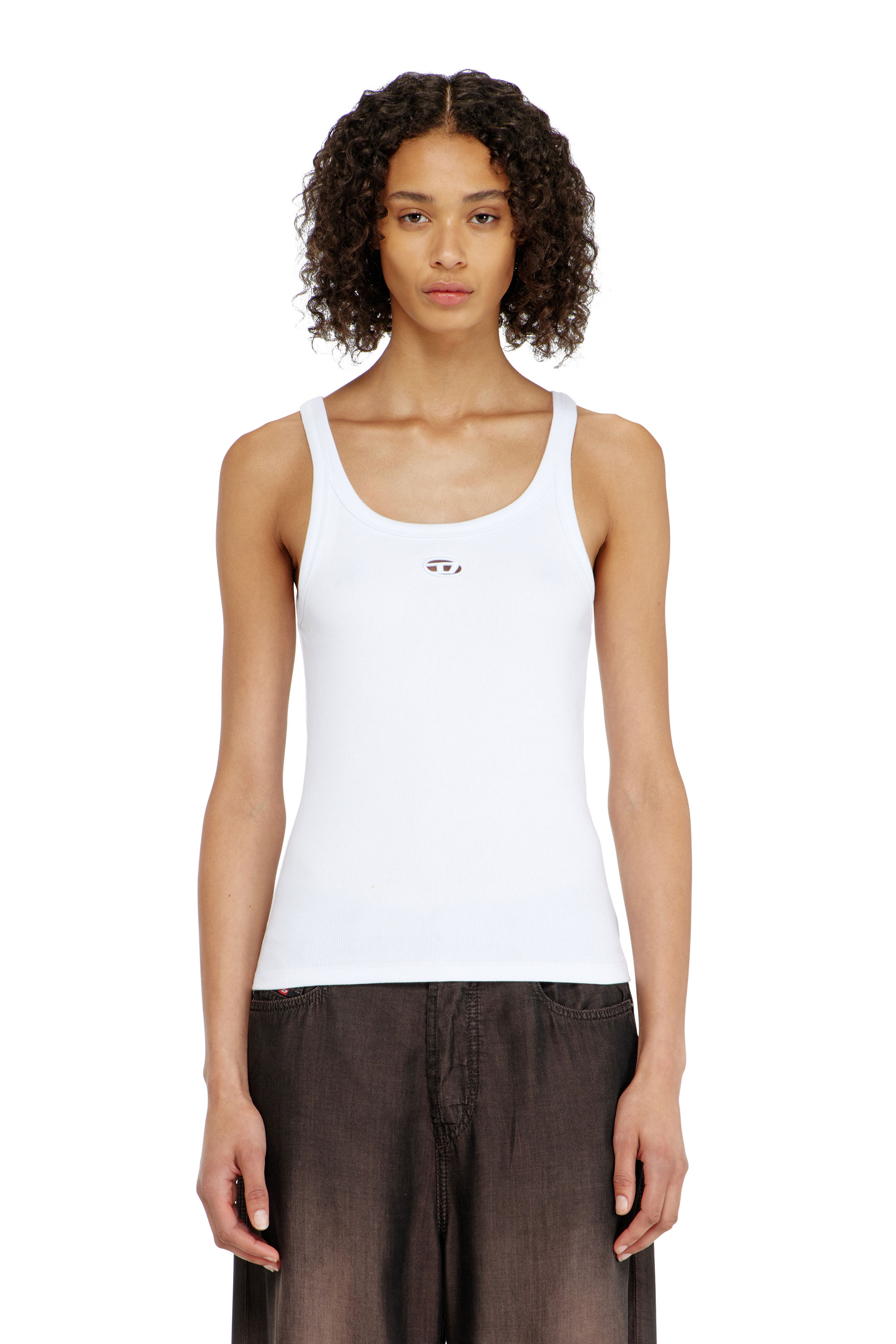 Diesel - T-WIFE-OD, Female's Slim tank top with laser-cut Oval D in White - 1
