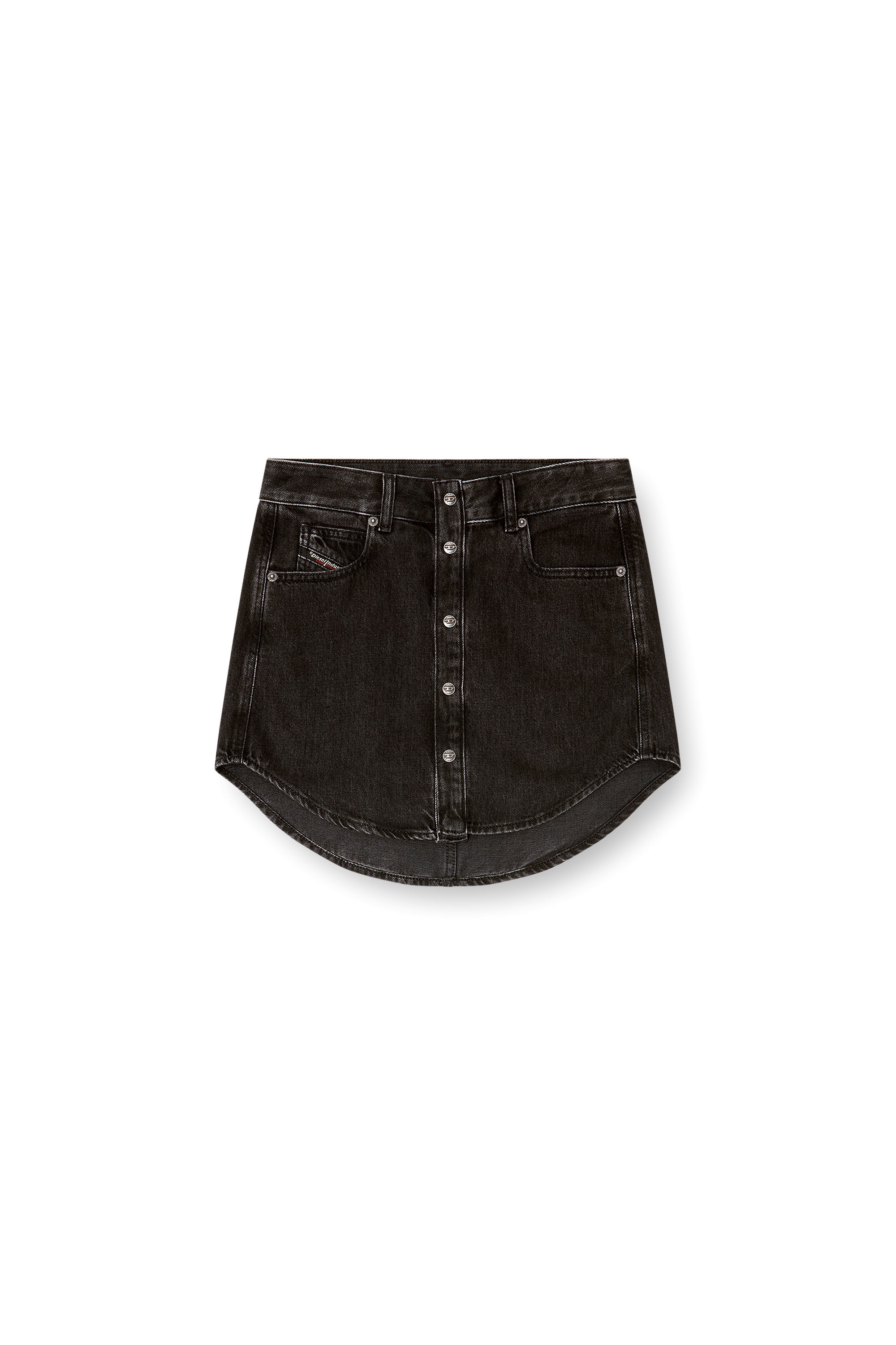 Diesel - DE-ARD, Jupe en jean avec boutons Femme in Noir - 3
