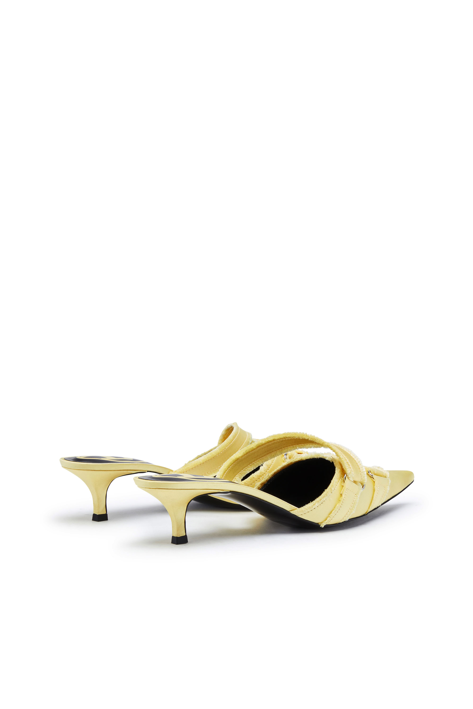 D-KITTIE ML, Yellow Diesel - D-KITTIE ML, Woman's D-Kittie ML - Satin mules with criss-cross toe in Yellow - 3