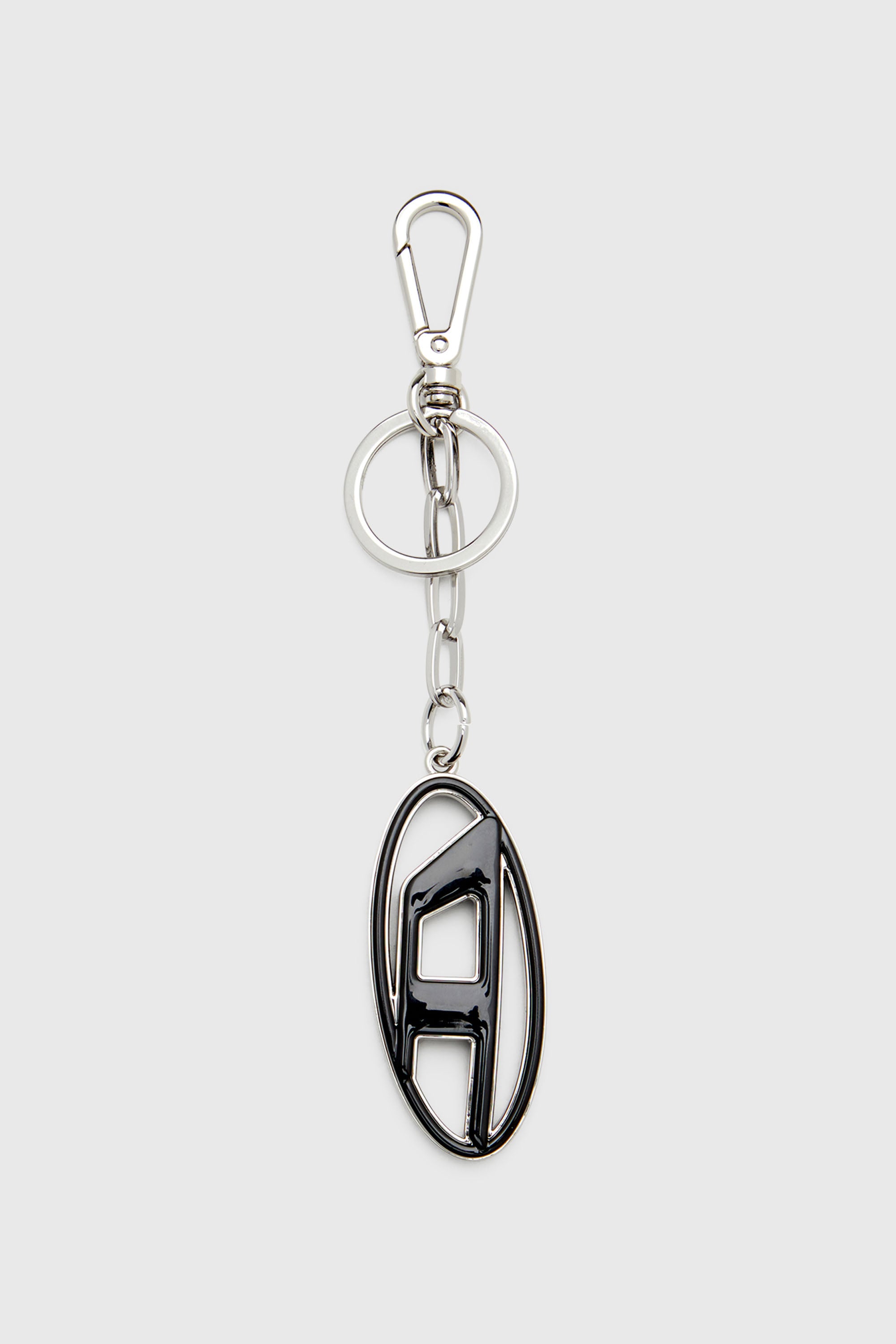 Men's Metal and resin Oval D keyring | Black | Diesel US
