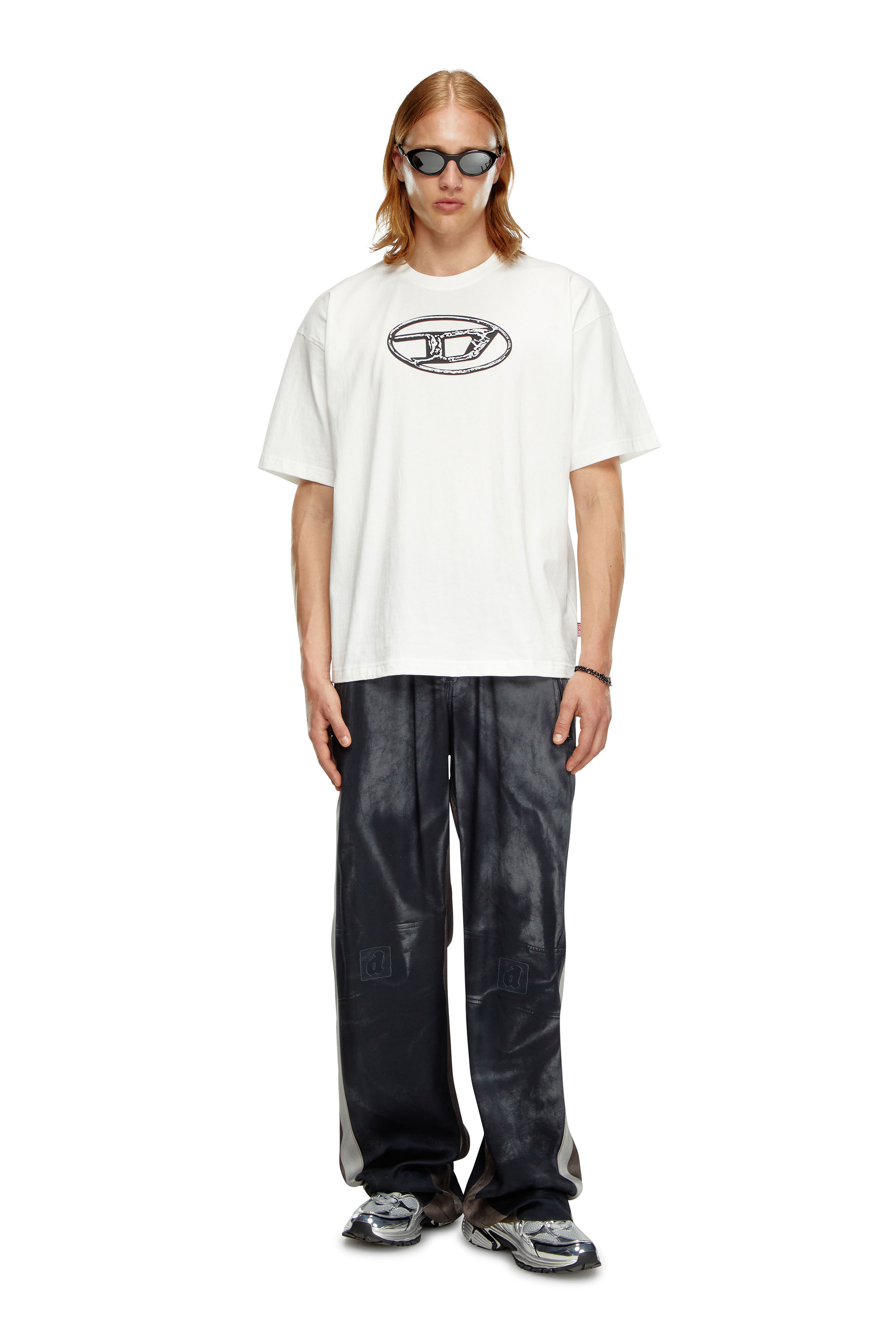 Diesel - T-BOXT-Q22, Man's Faded T-shirt with Oval D print in White - 2