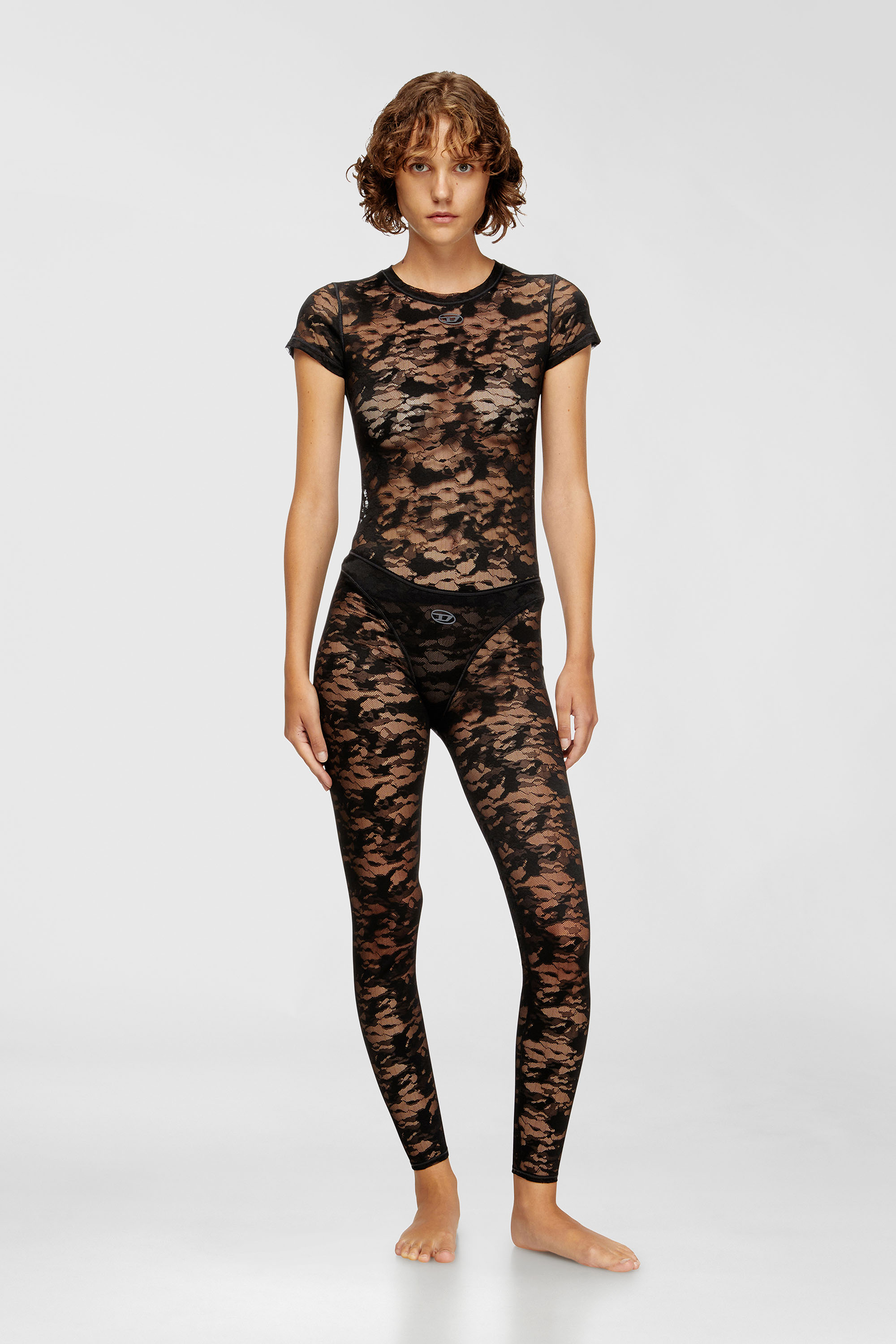Diesel - KASIA-UTLT, Female's Camo lace T-shirt in Black - 2