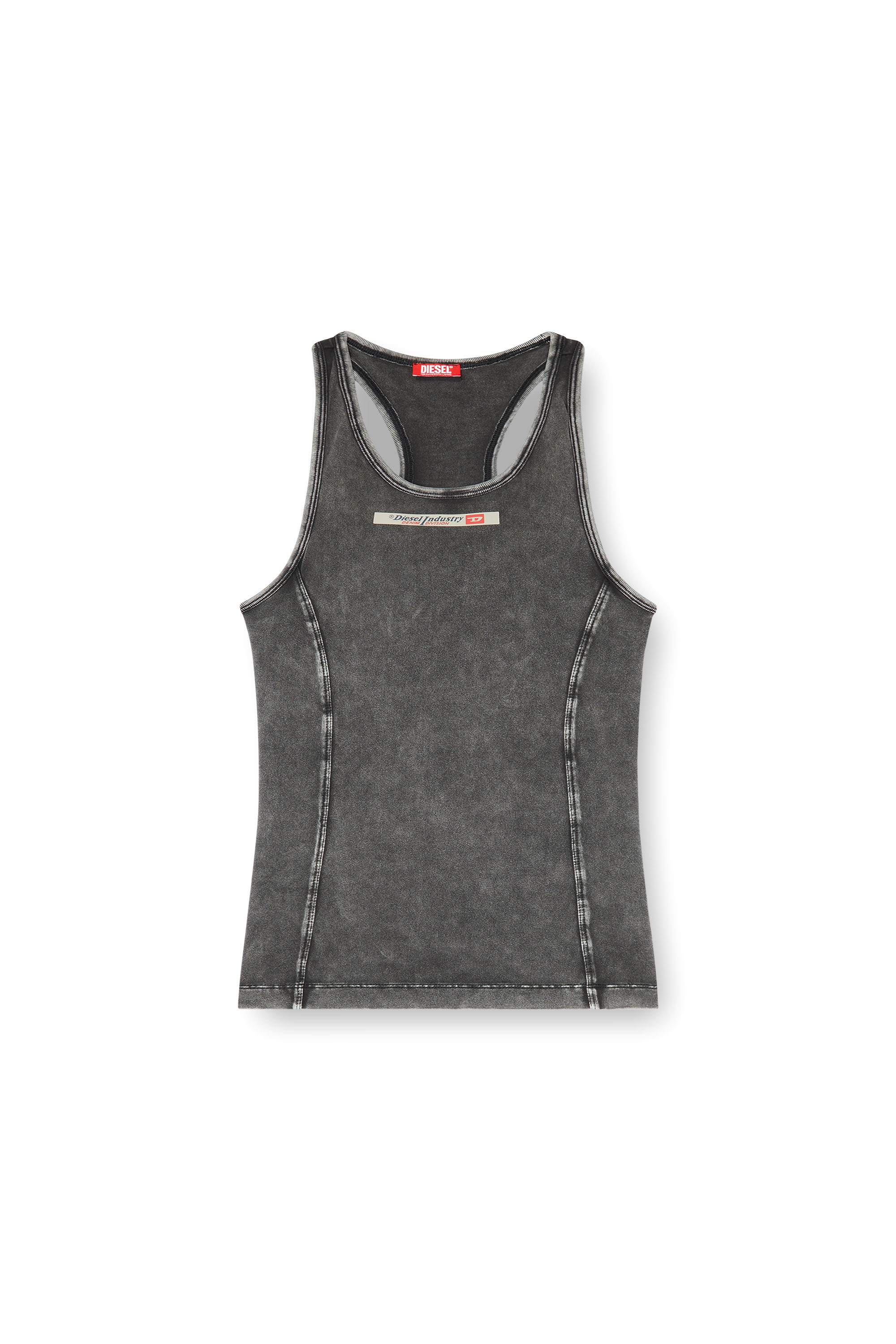 Diesel - IRENE-DNM, Woman's Cotton tank top with treated effect in Dark grey - 3