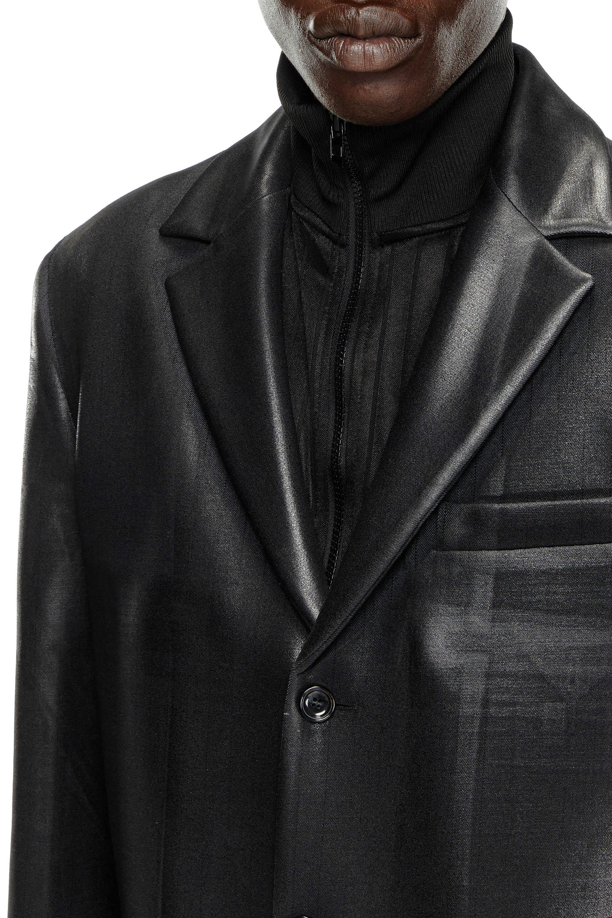 Diesel - J-DENNER, Male's Coat in pinstriped cool wool in Black - 4