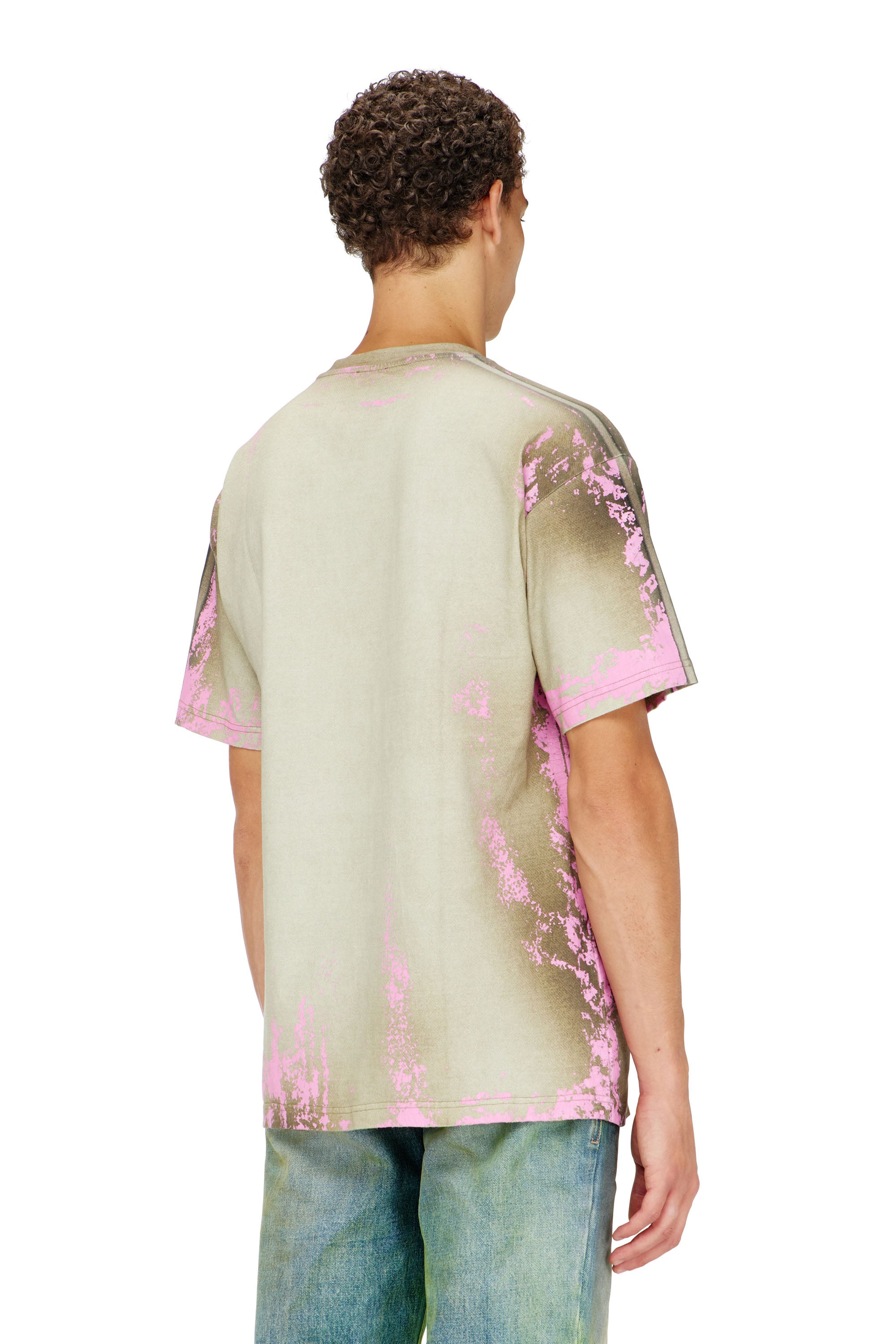 Diesel - T-FILMY-SHO, Man's T-shirt in cracked leather-effect jersey in Multicolor - 4
