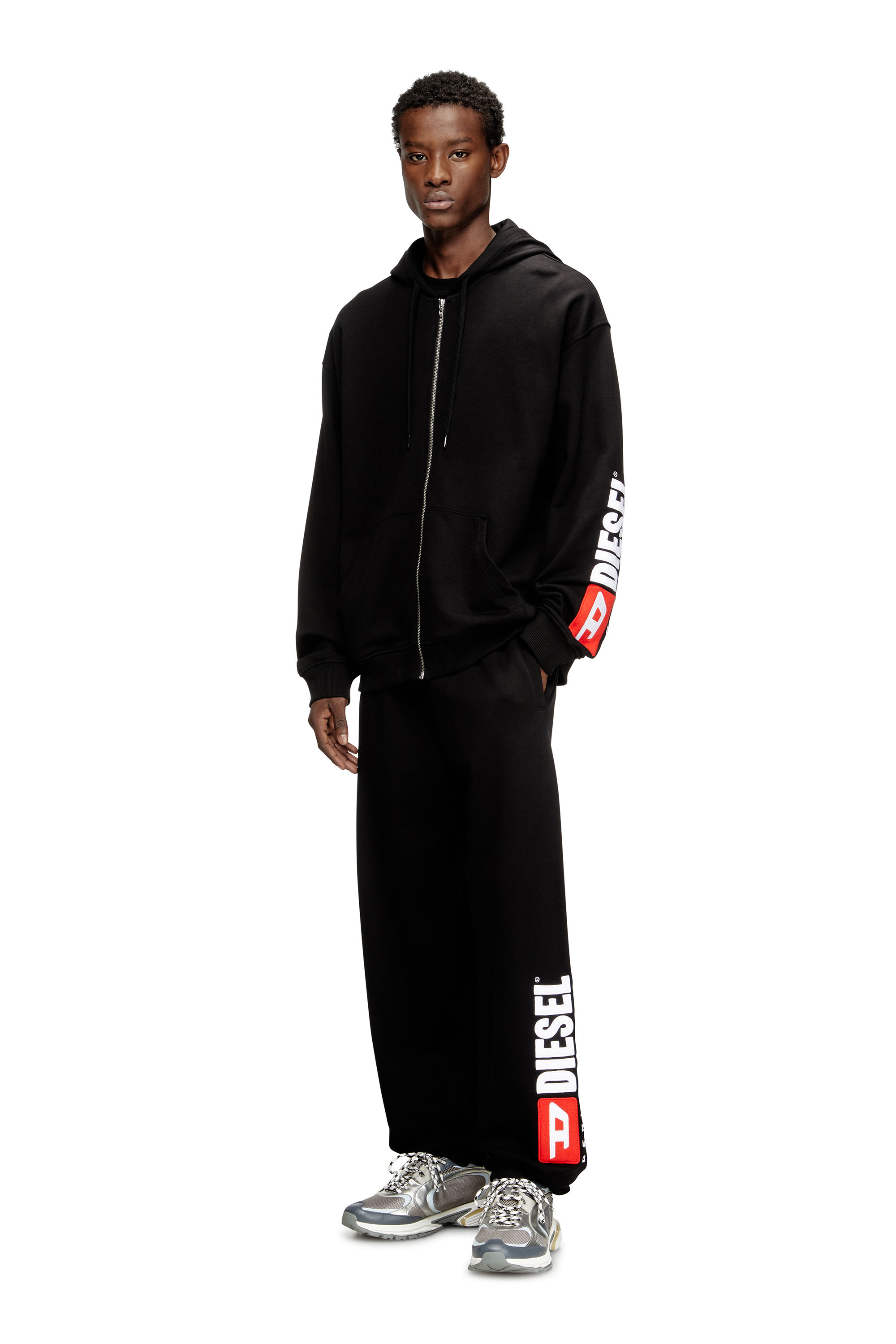 Diesel - S-BOXT-ZIP-HOOD-DIV, Man's Hoodie with logo patch embroidery in Black - 2